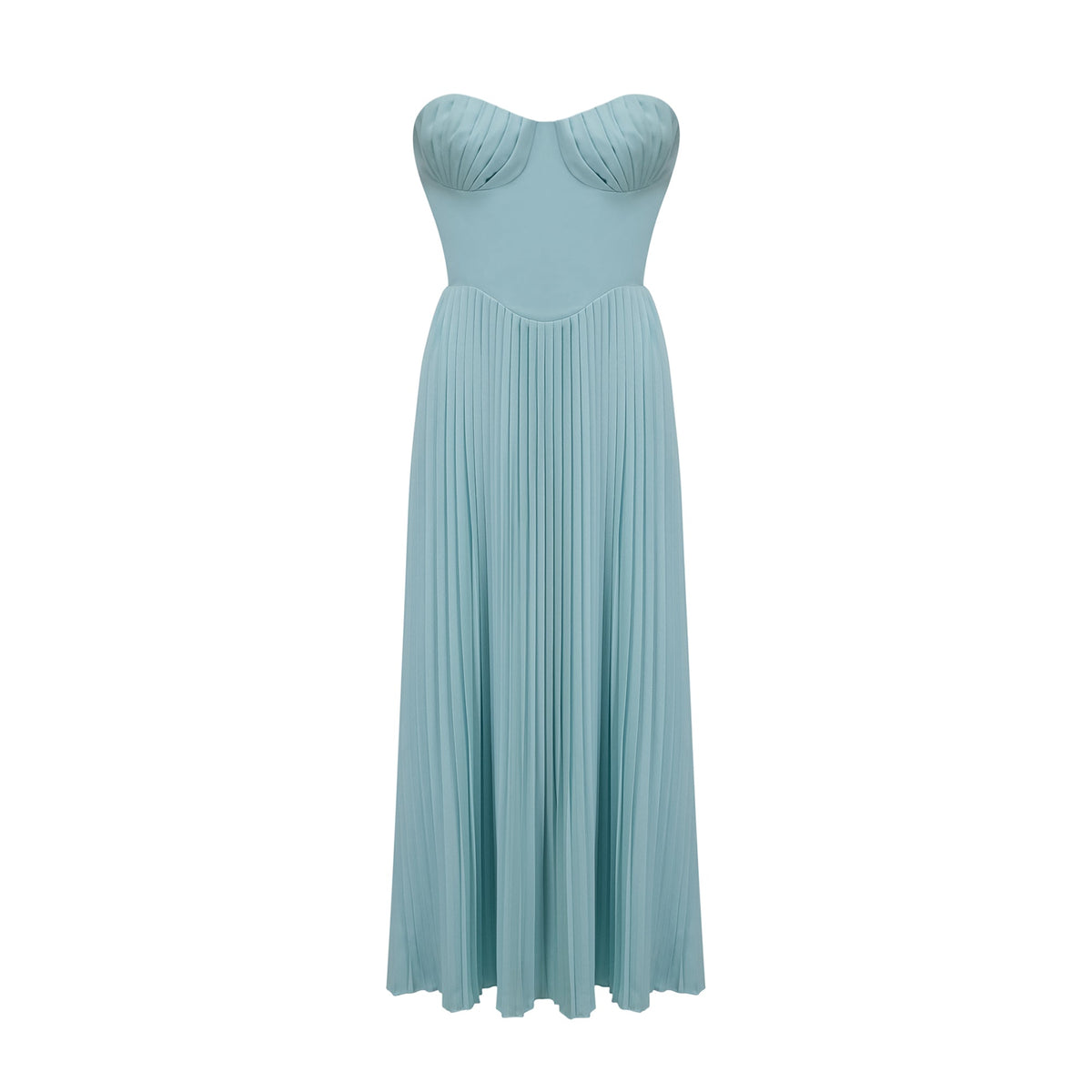 Carlotta blue pleated corset maxi dress (Final Sale-US Only)