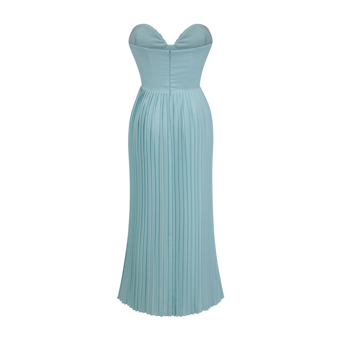 Carlotta blue pleated corset maxi dress