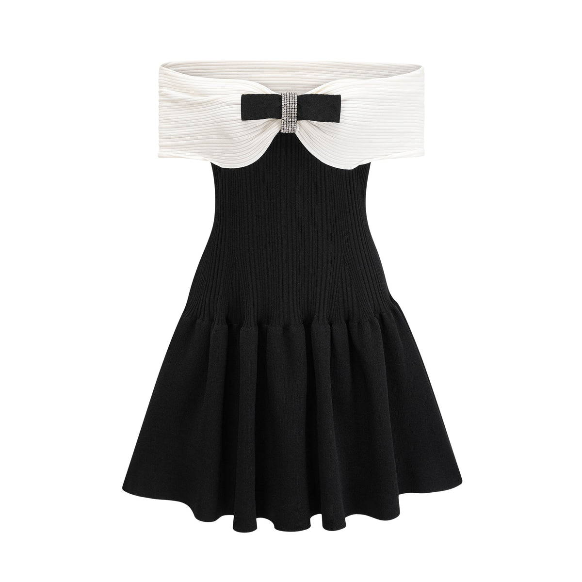 Angèle black off-shoulder knitted mini dress (Final Sale-US Only)