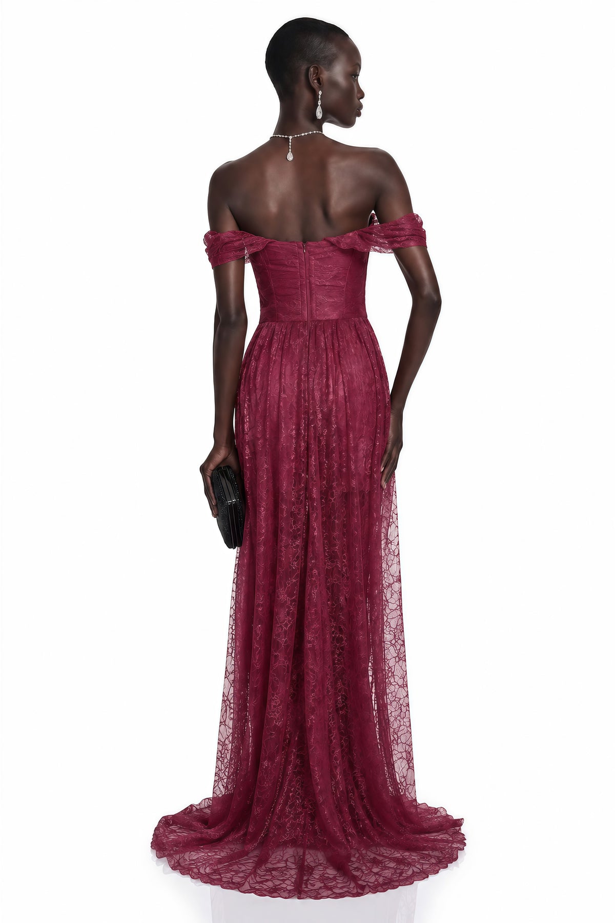 Defne Pink One Shoulder Ruched Lace Maxi Dress