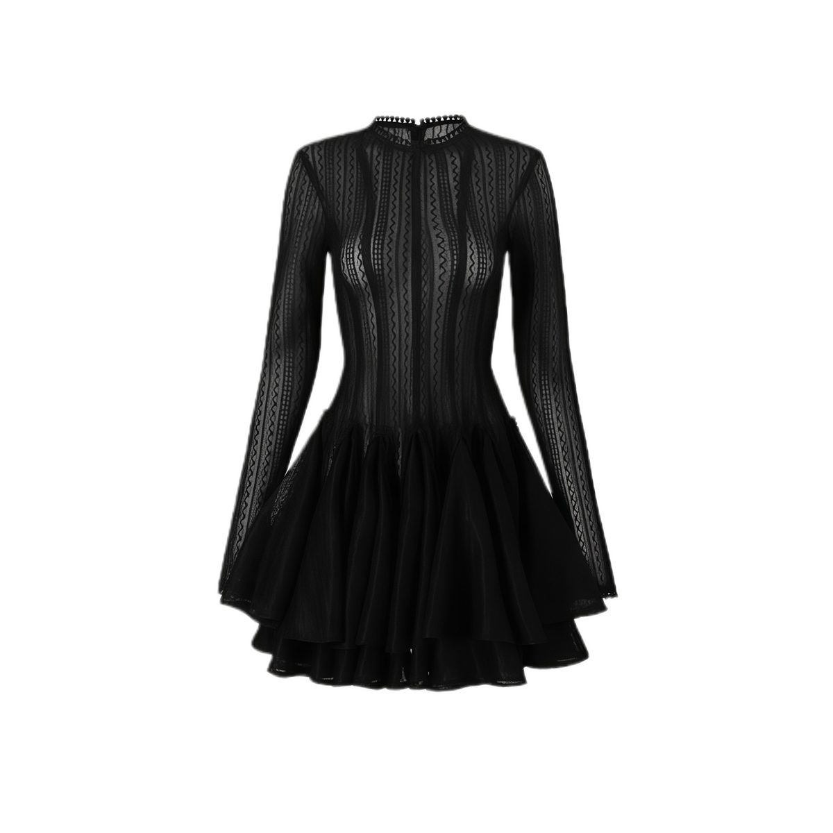 Hallie Black Layered Design Puff Mini Dress (Final Sale-US Only)