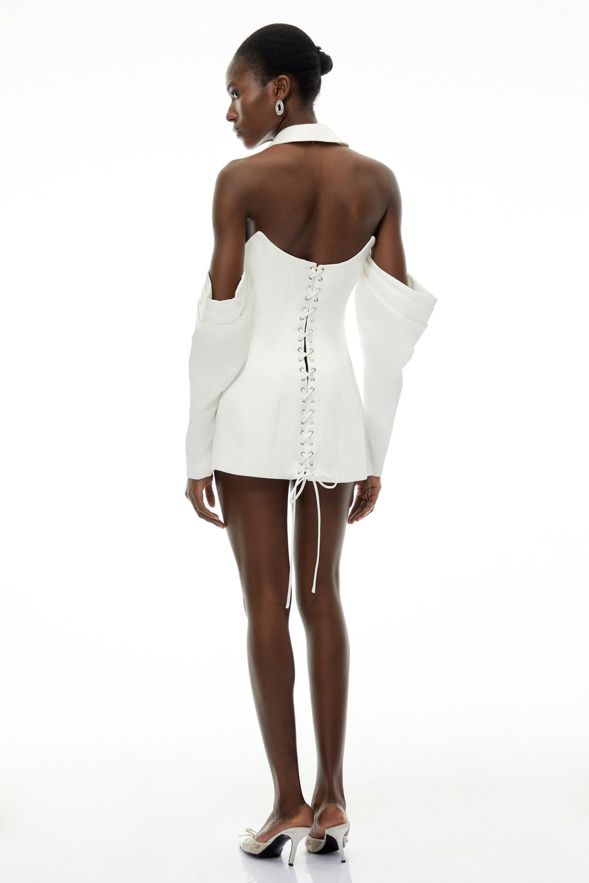 Echidna White Halterneck Double-Breasted Mini Dress