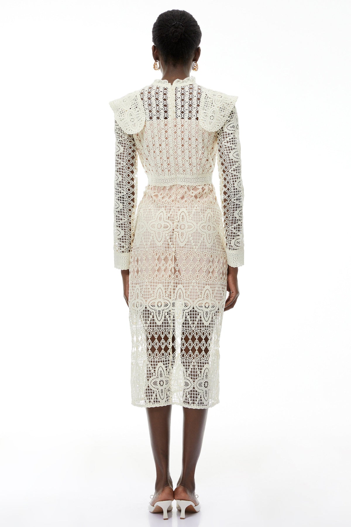 Eglantine Ivory Cut-Out Floral Lace Midi Dress (Final Sale-US Only)