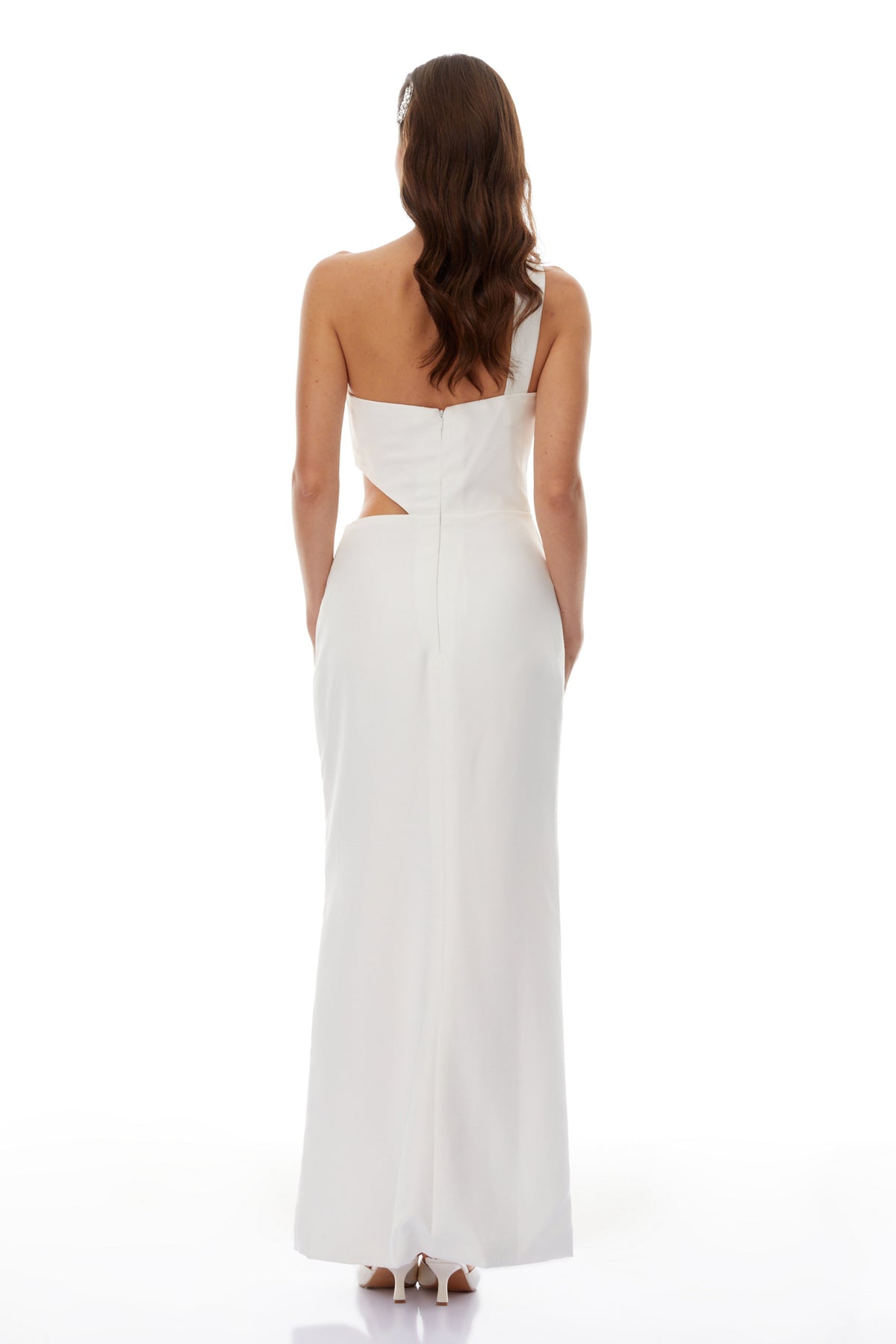 Eirik White One Shoulder Cut Out Maxi Dress