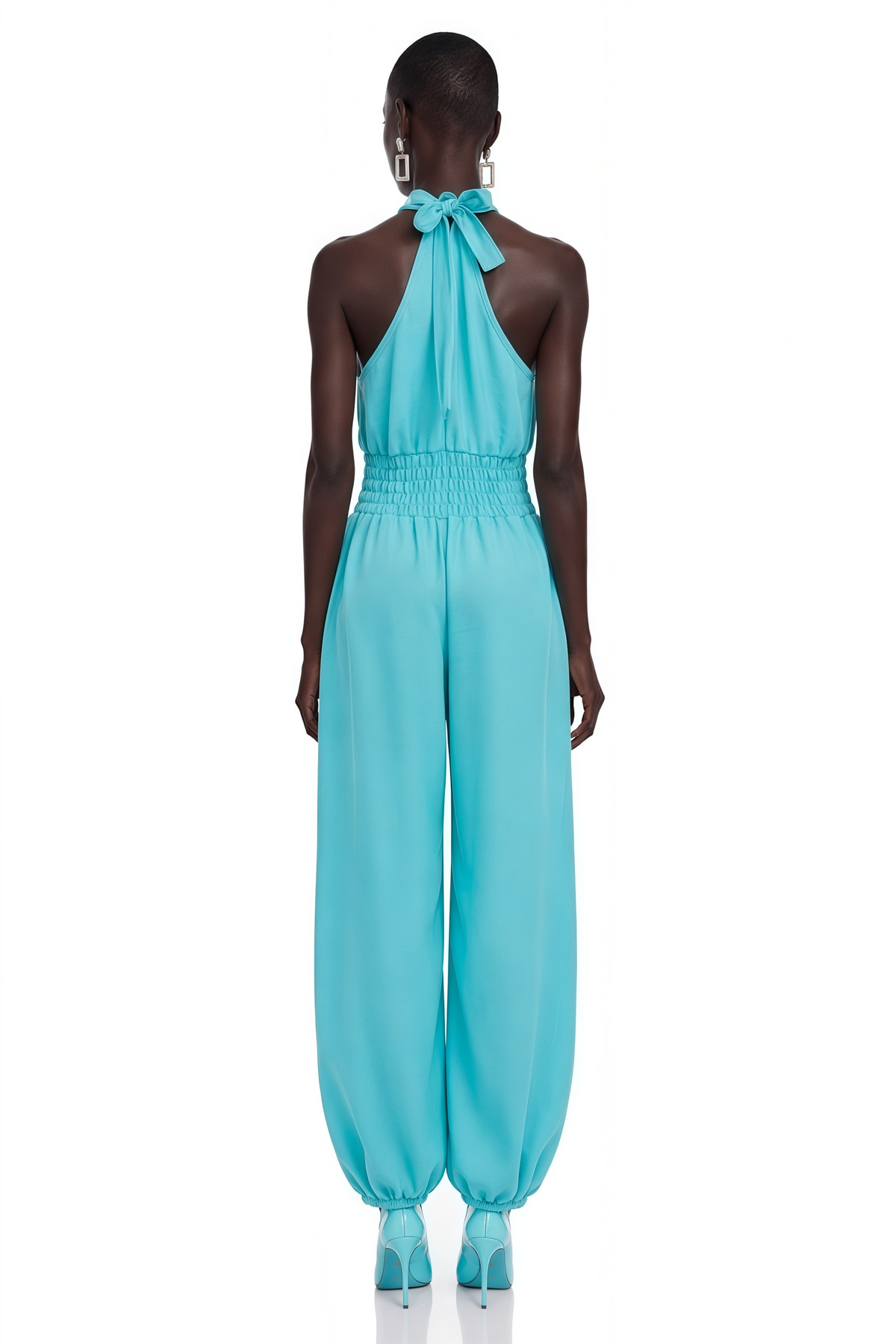 Elisa Green Halterneck Lantern-Shaped Jumpsuit
