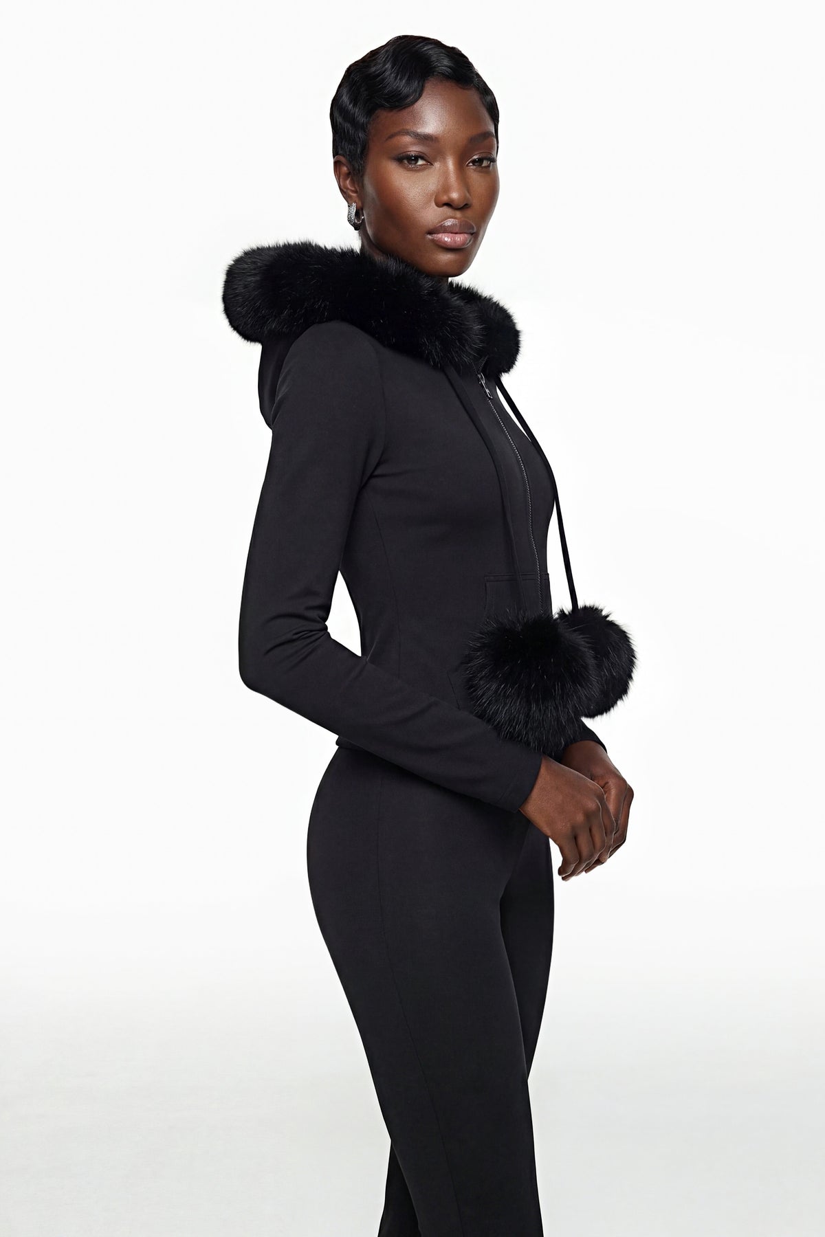 Elize Black Hoodie Jacket & Flared Trouser Set