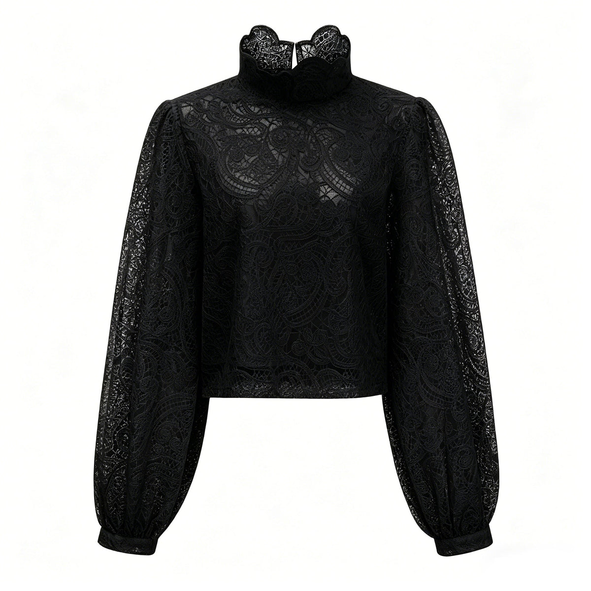 Eulalie Black Lace Blouse & Skirt Set