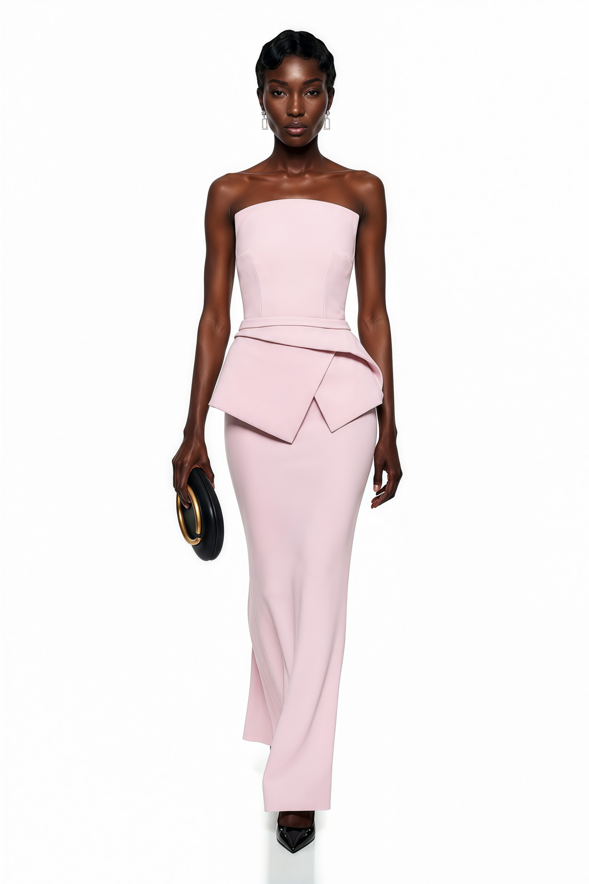 Eunice Pink Asymmetrical Mermaid Maxi Dress