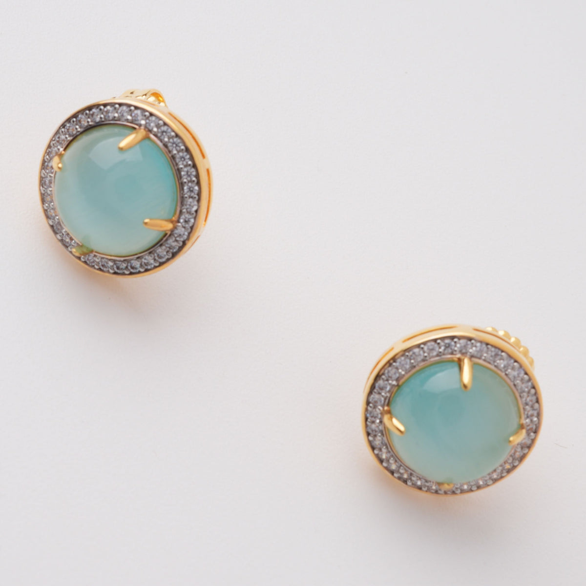 Fahire Aqua Round Cut Gemstone Crystal Earrings