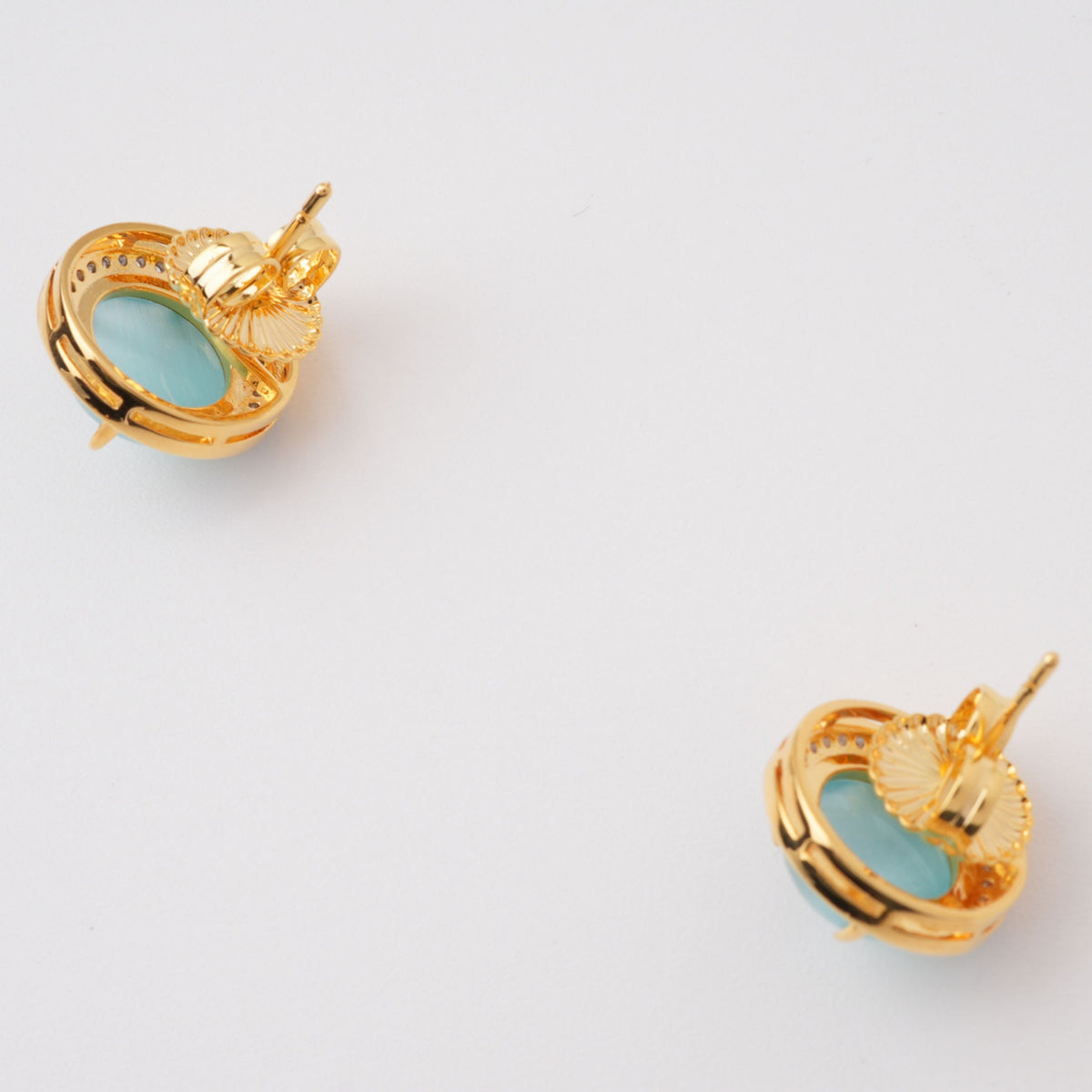 Fahire Aqua Round Cut Gemstone Crystal Earrings