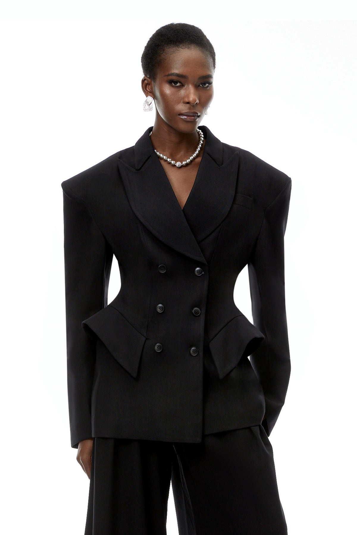 Faith Black Double-Breasted Blazer & Trouser Set