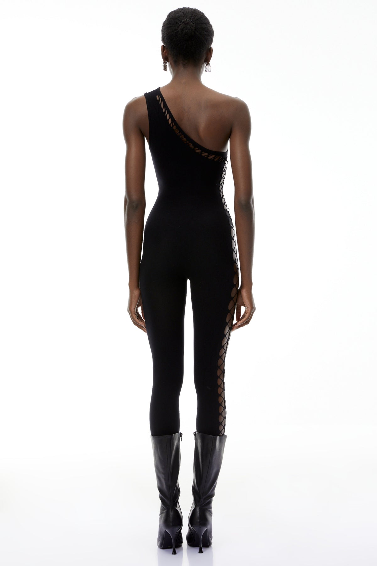 Faustina Black One Shoulder Cut-Out Jumpsuit