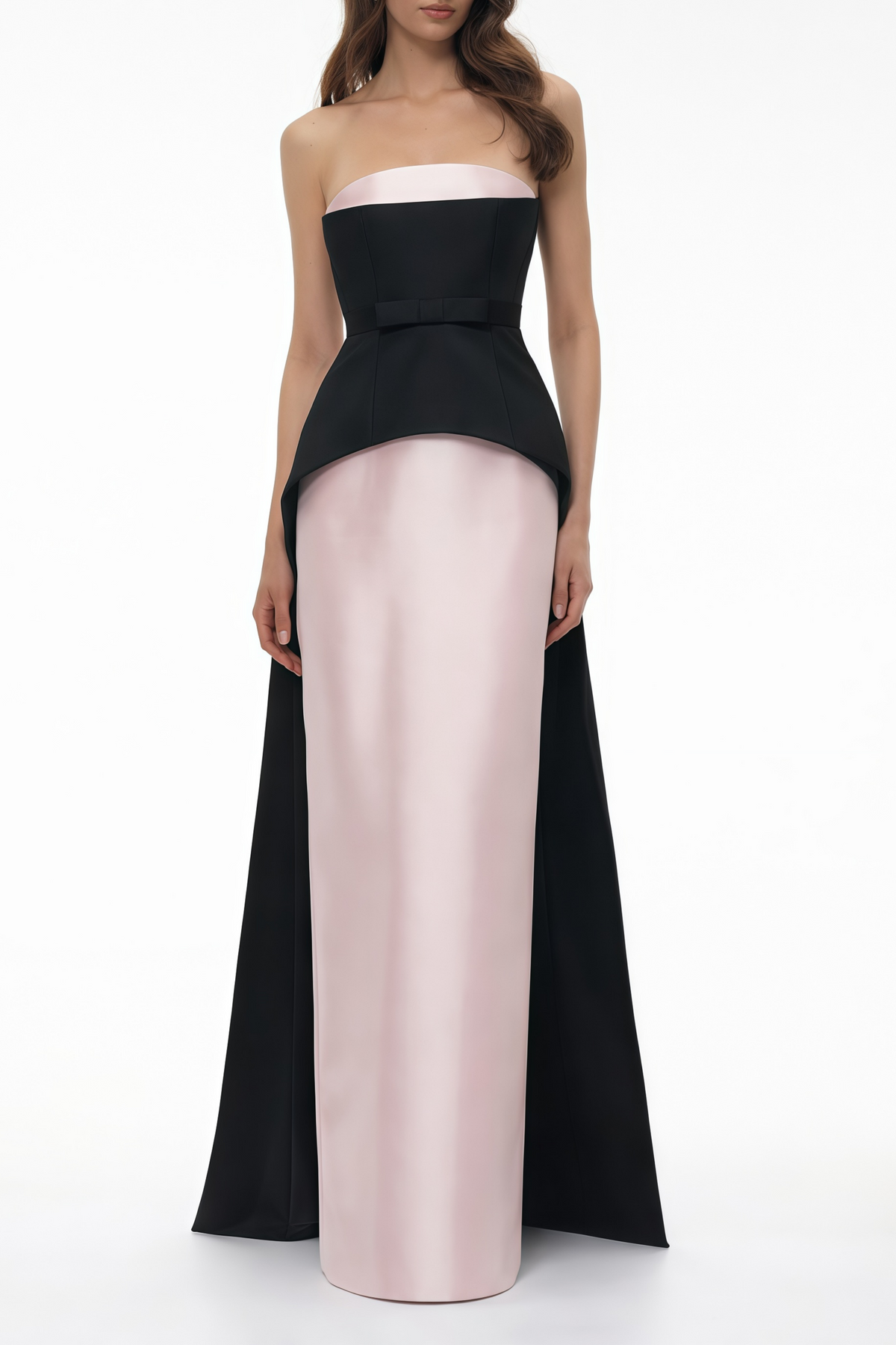 Felismina Pink Color Block Satin Maxi Dress