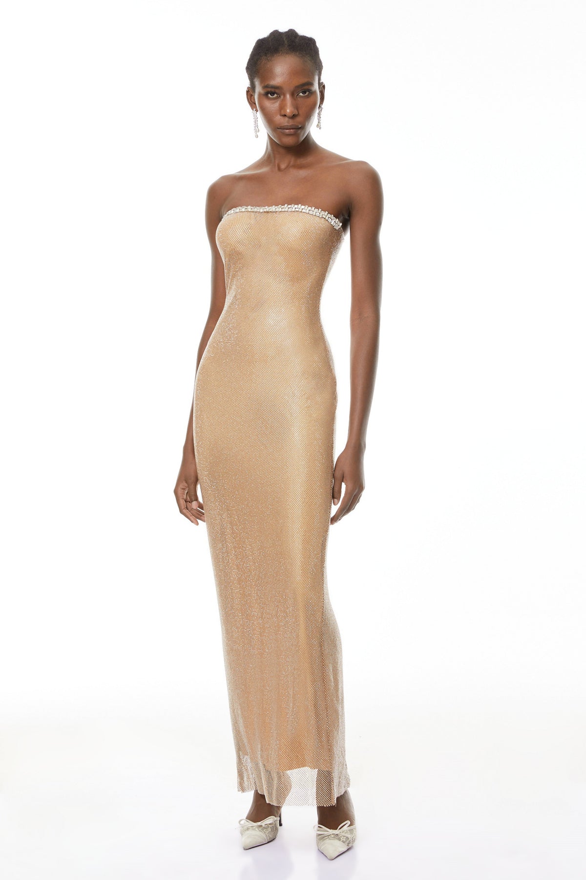Gabriela Gold Crystal Embellished Maxi Dress (Final Sale-US Only)