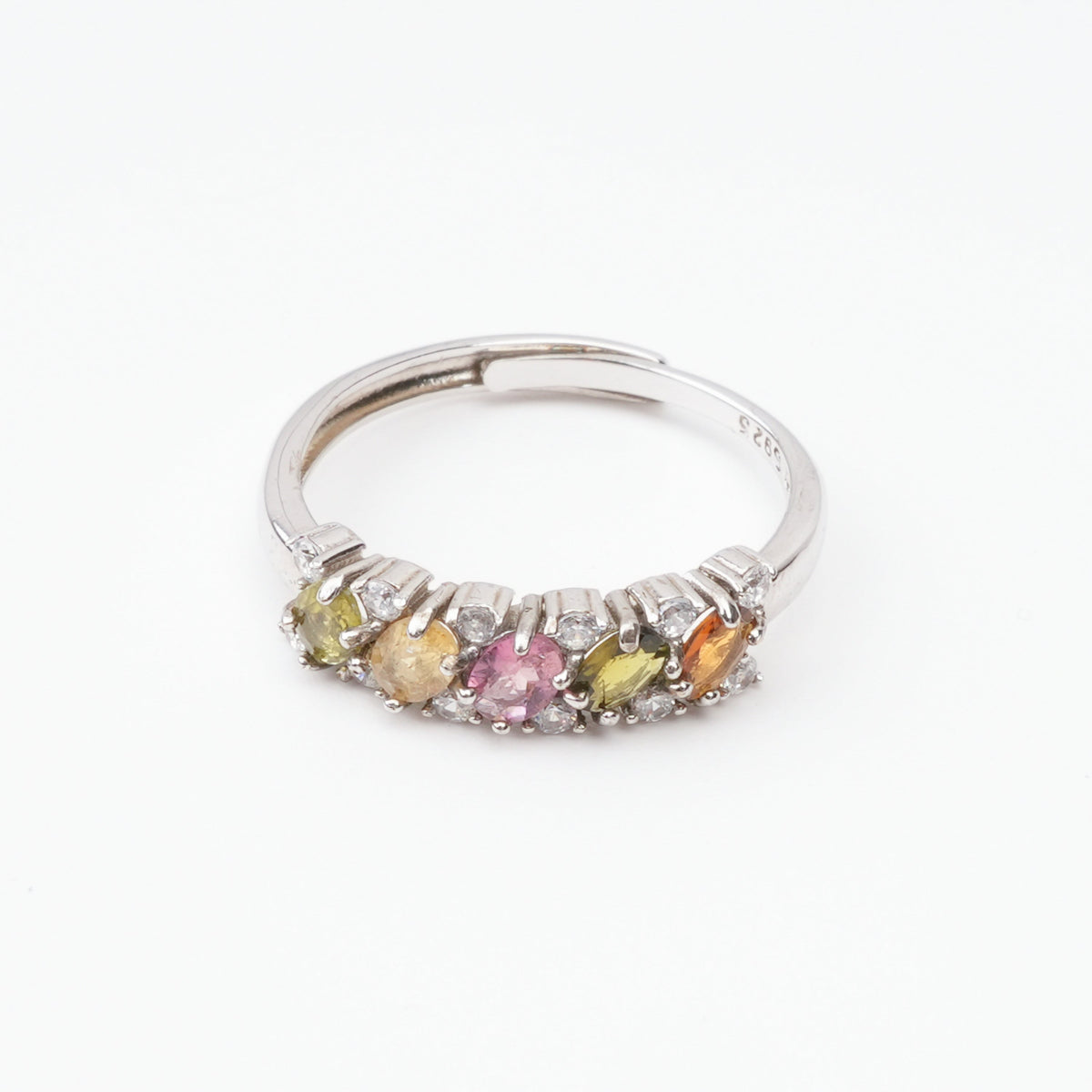 Gabriela Multicolor Oval Cut Five Stone Gemstone Sterling Silver Ring