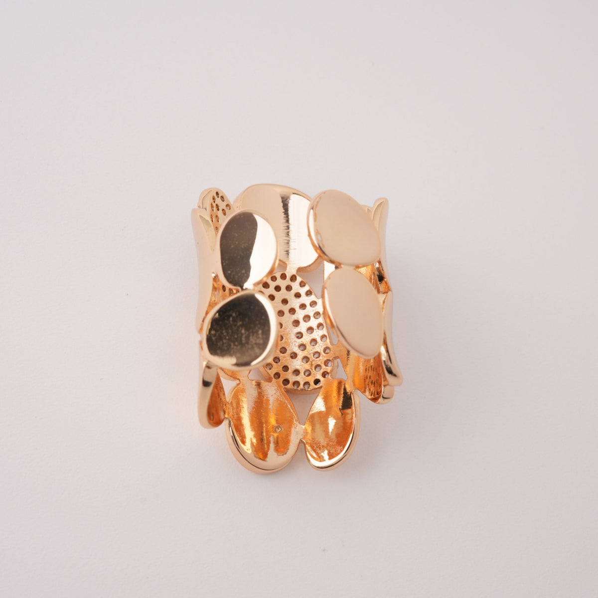 Giselle Gold Tone Pebble Cluster Pavé Crystal Sterling Silver Ring