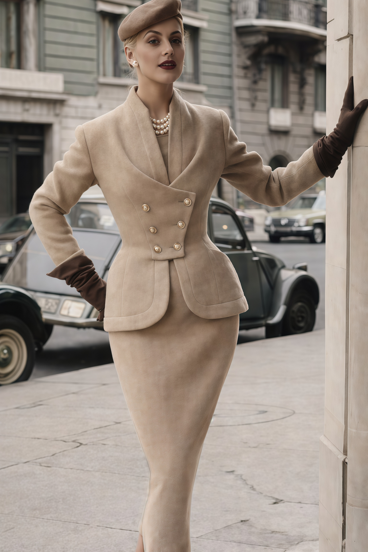 Gracie Grey Double-Breasted Jacket & Skirt Set