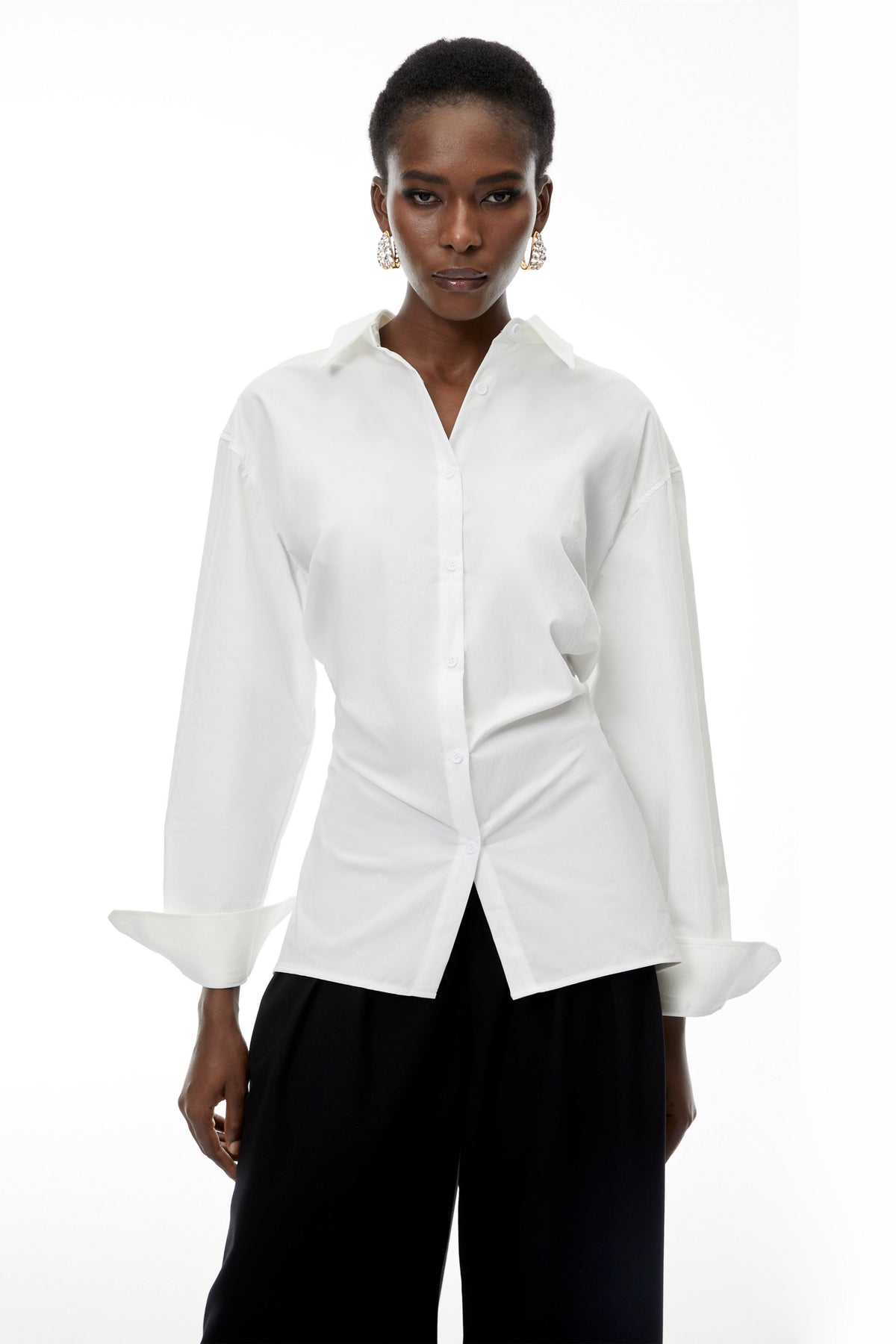 Gracie White Cinched Waist Shirt