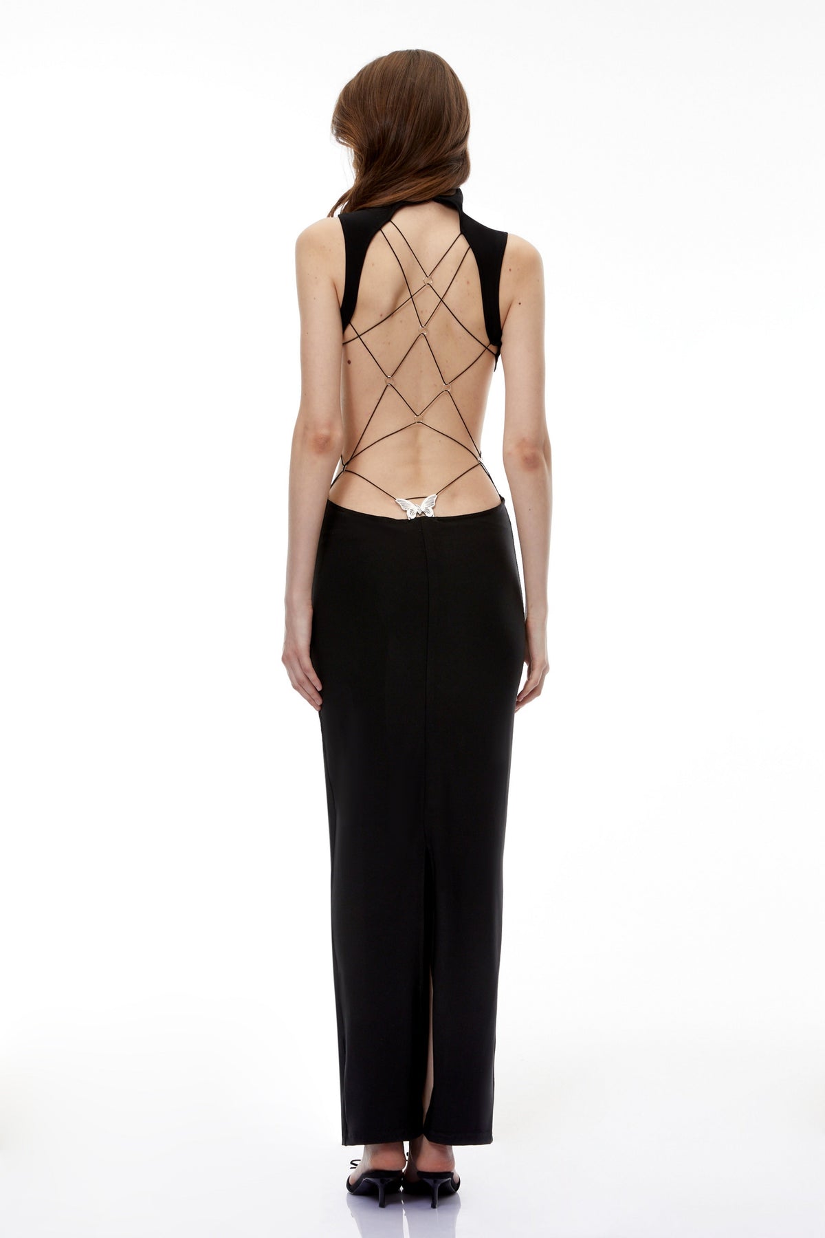 Gwendolen Black Cut-Out Open Back Maxi Dress