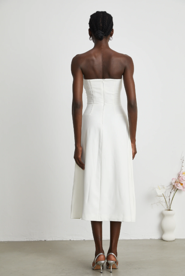 Melisande white embellished midi dress - White