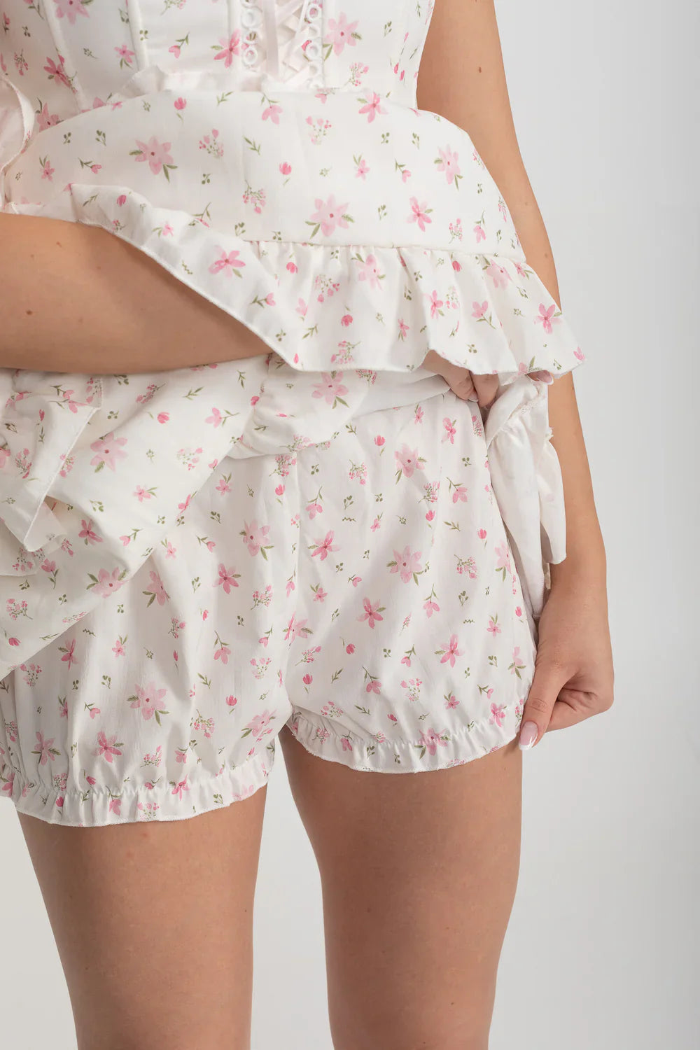 Corset Mini Dress With Ribbon Lacing Detail And Multi-Layered Ruffled Skirt - White/Pink