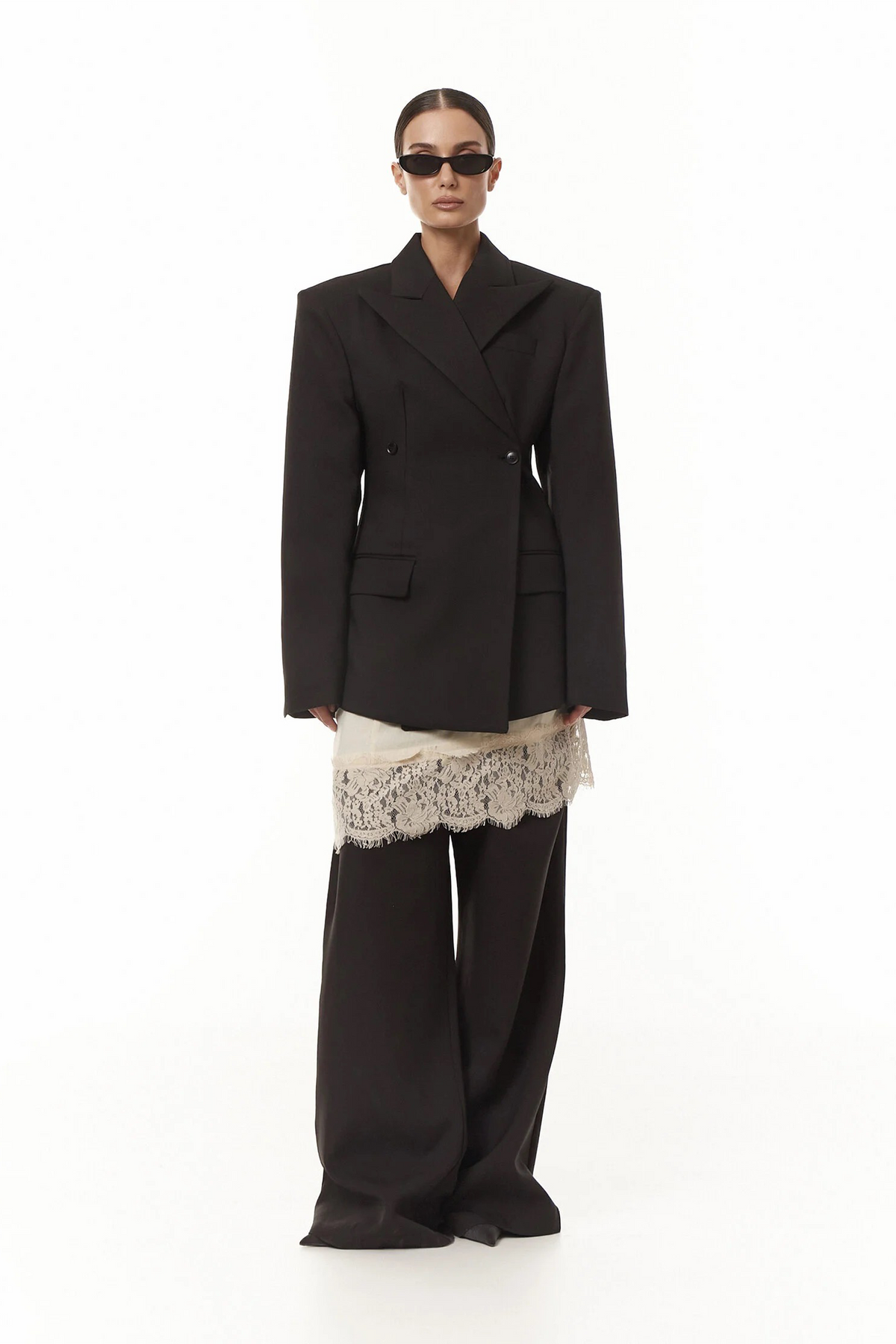 Dianthe Black Double-Breasted Oversize Blazer
