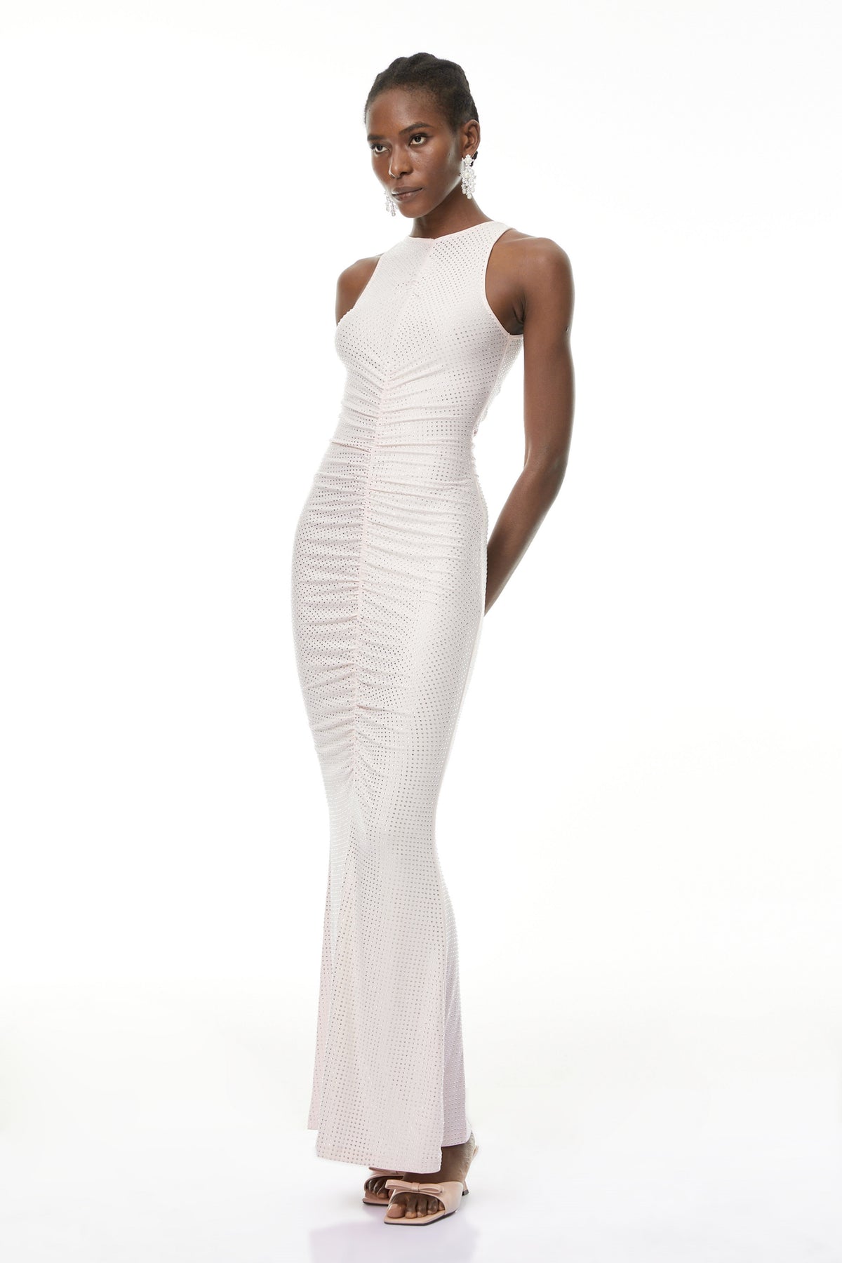Ida Pink Rhinestone Corset Maxi Dress