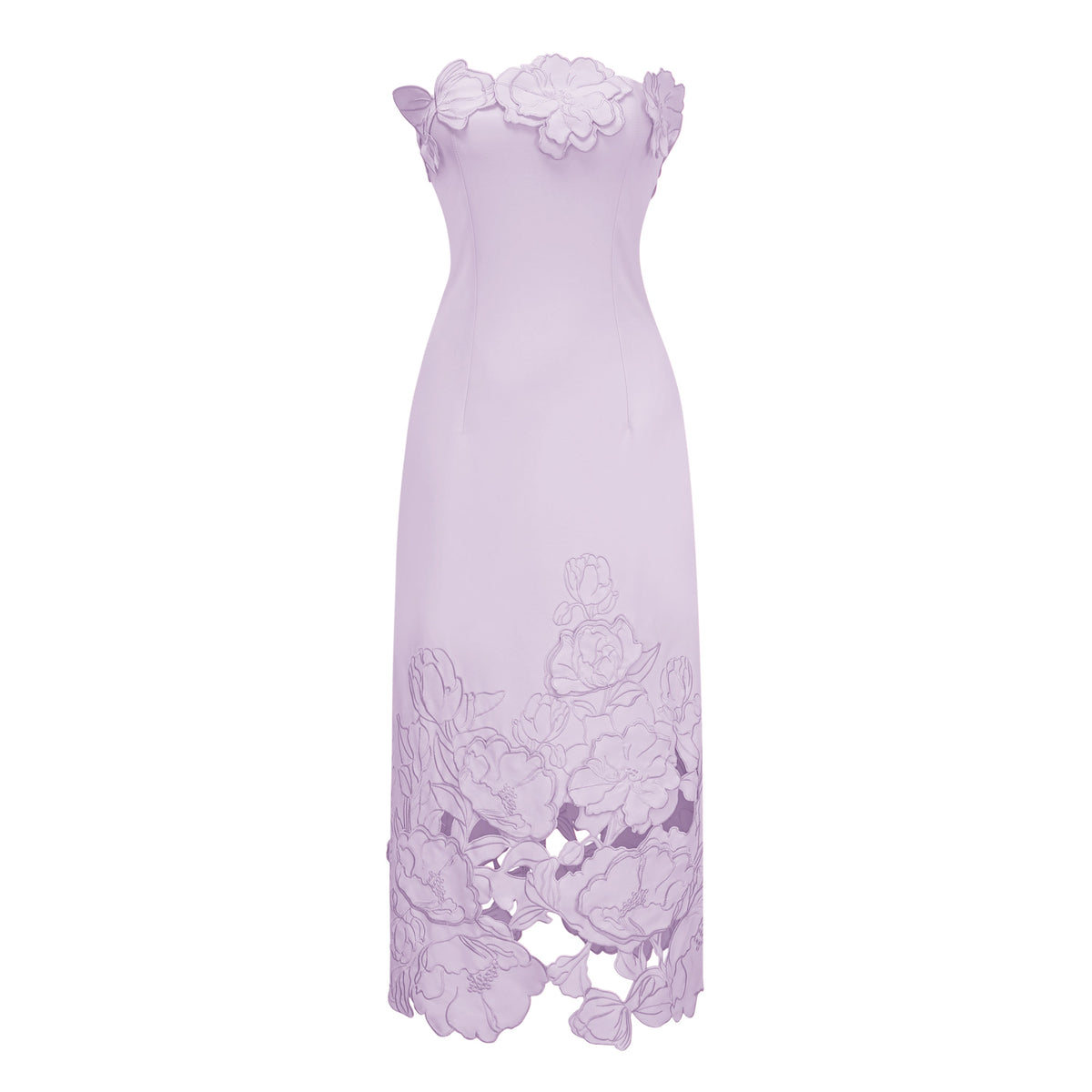 Inga Purple Strapless Floral Embroidered Maxi Dress