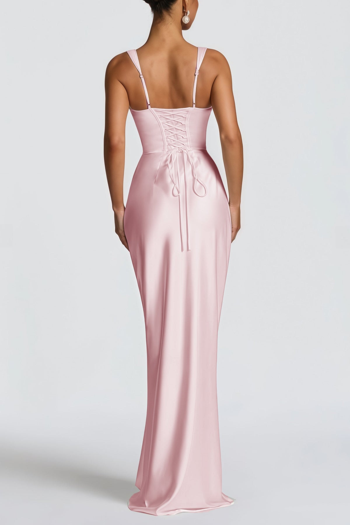 Inmaculada Pink Ruched Satin Maxi Dress