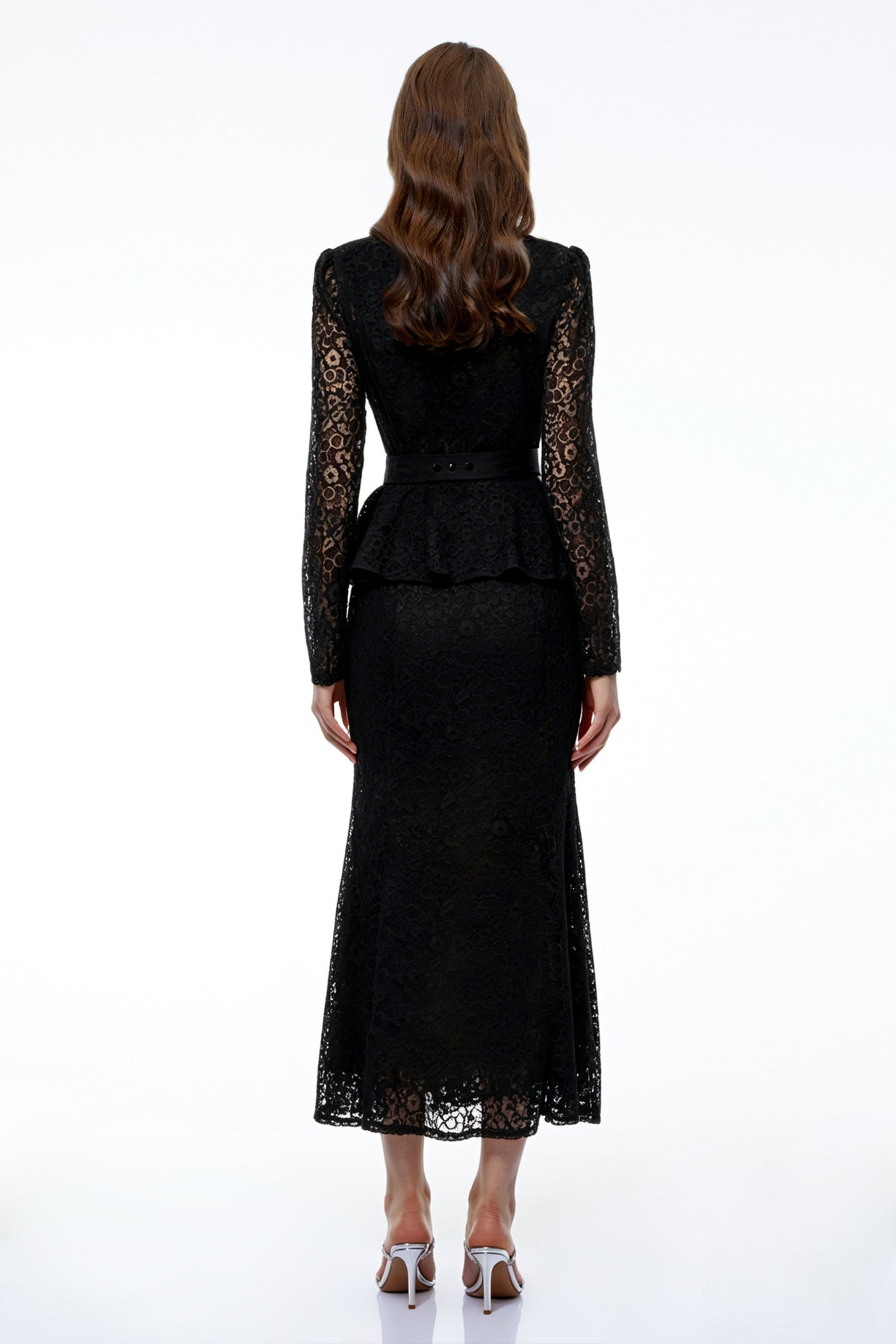 Iona Black Lace Maxi Dress with 3D Florals