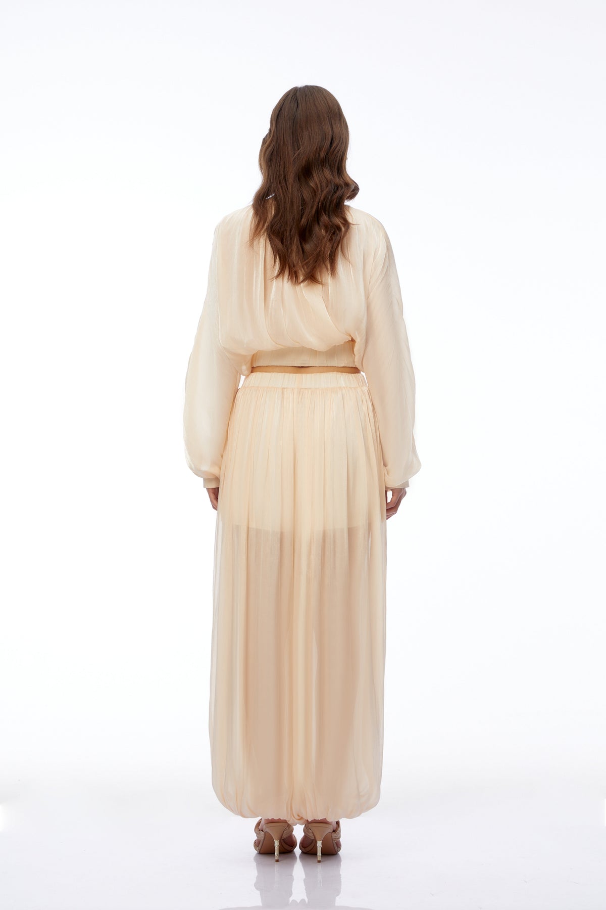 Irina Champagne Ruched Top & Trousers Set