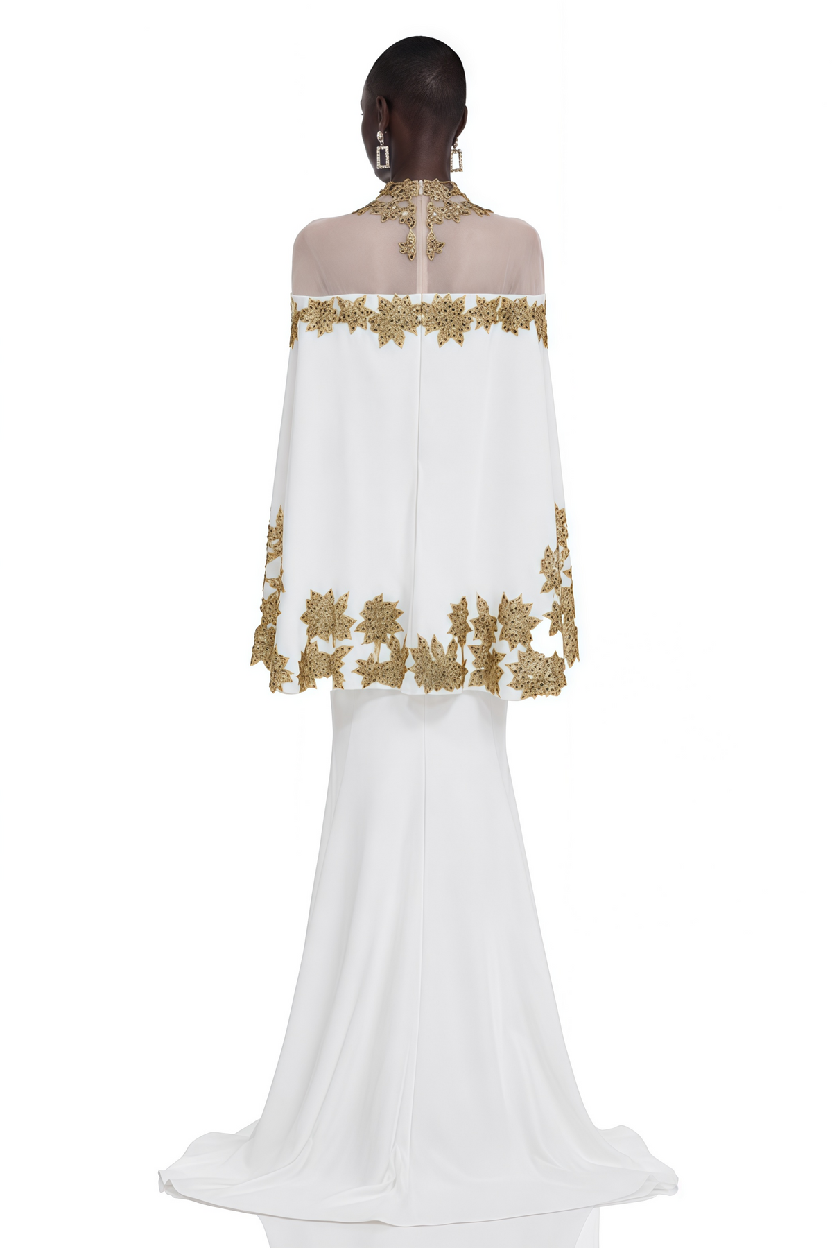 Jitka White Sequin Maxi Dress with 3D Florals