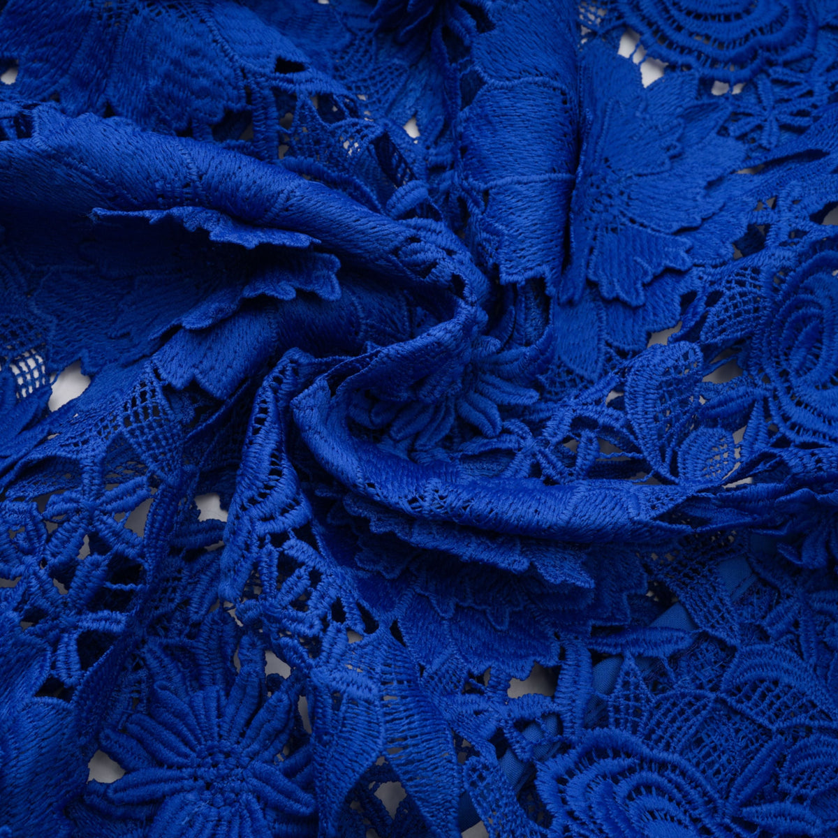 Jochebed Blue Floral Appliqué Maxi Dress with Cut-Outs