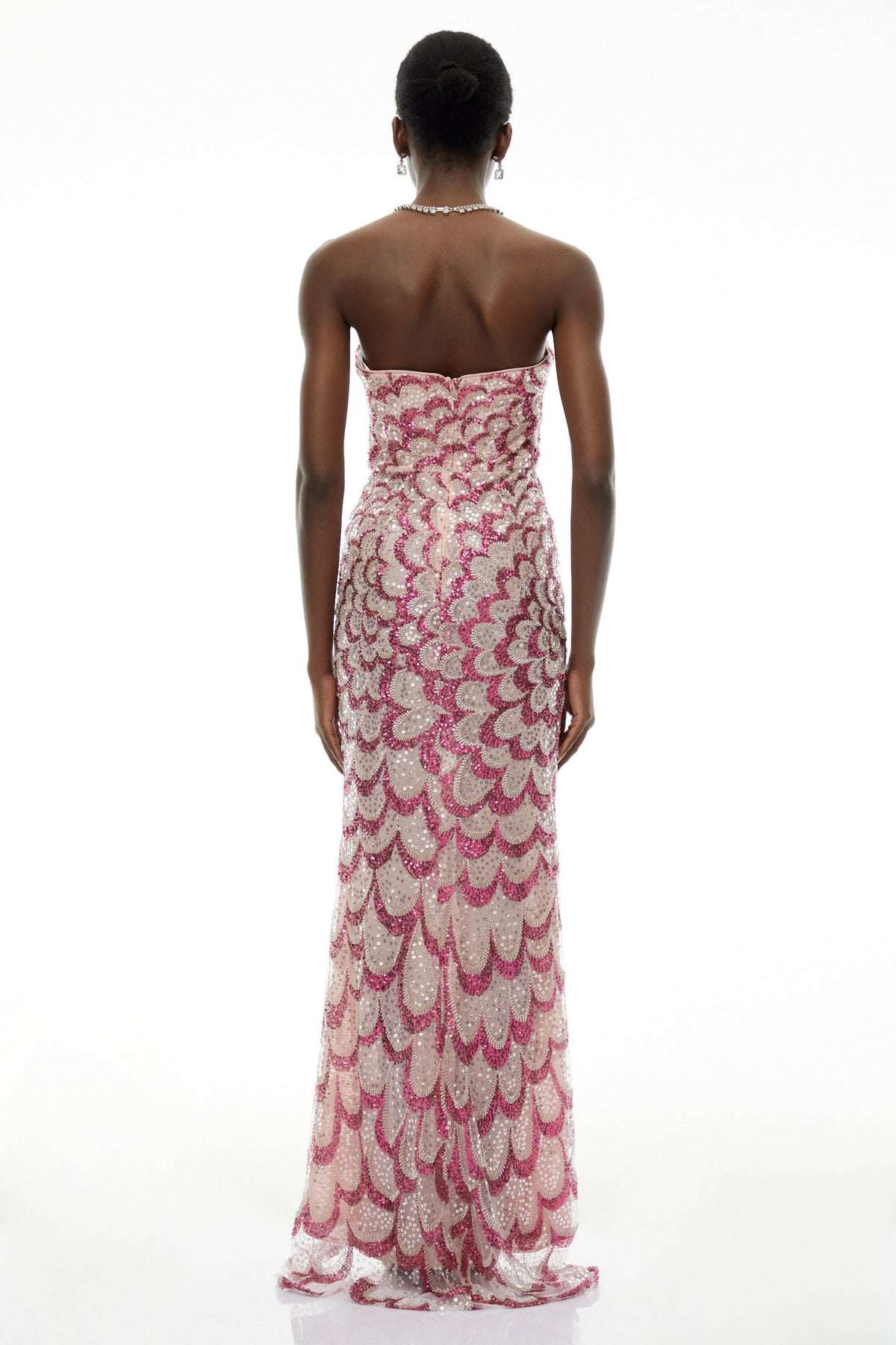 Julieta Pink Embellished Maxi Dress with Petals