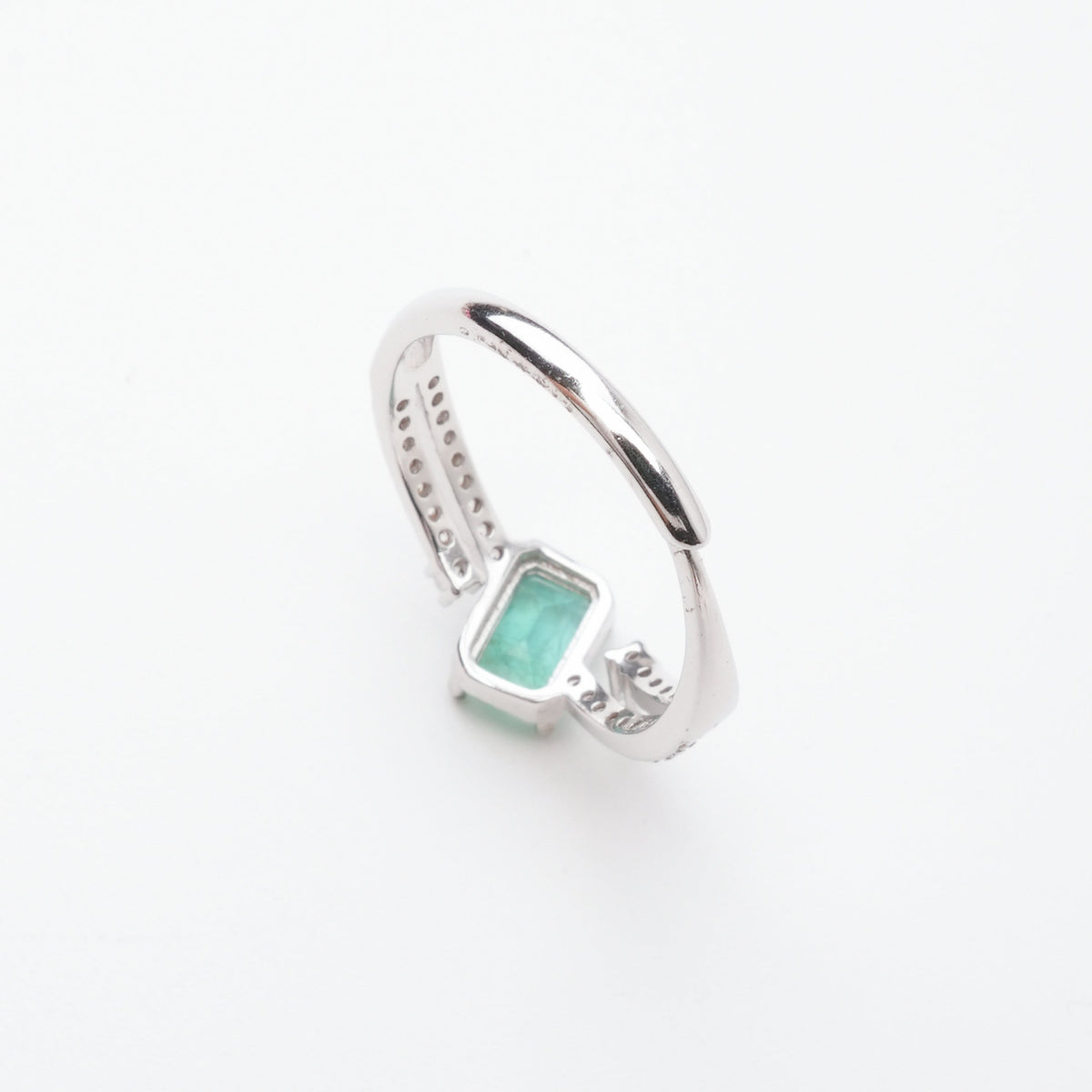Juliette Emerald Green Emerald Cut Bypass Sterling Silver Ring