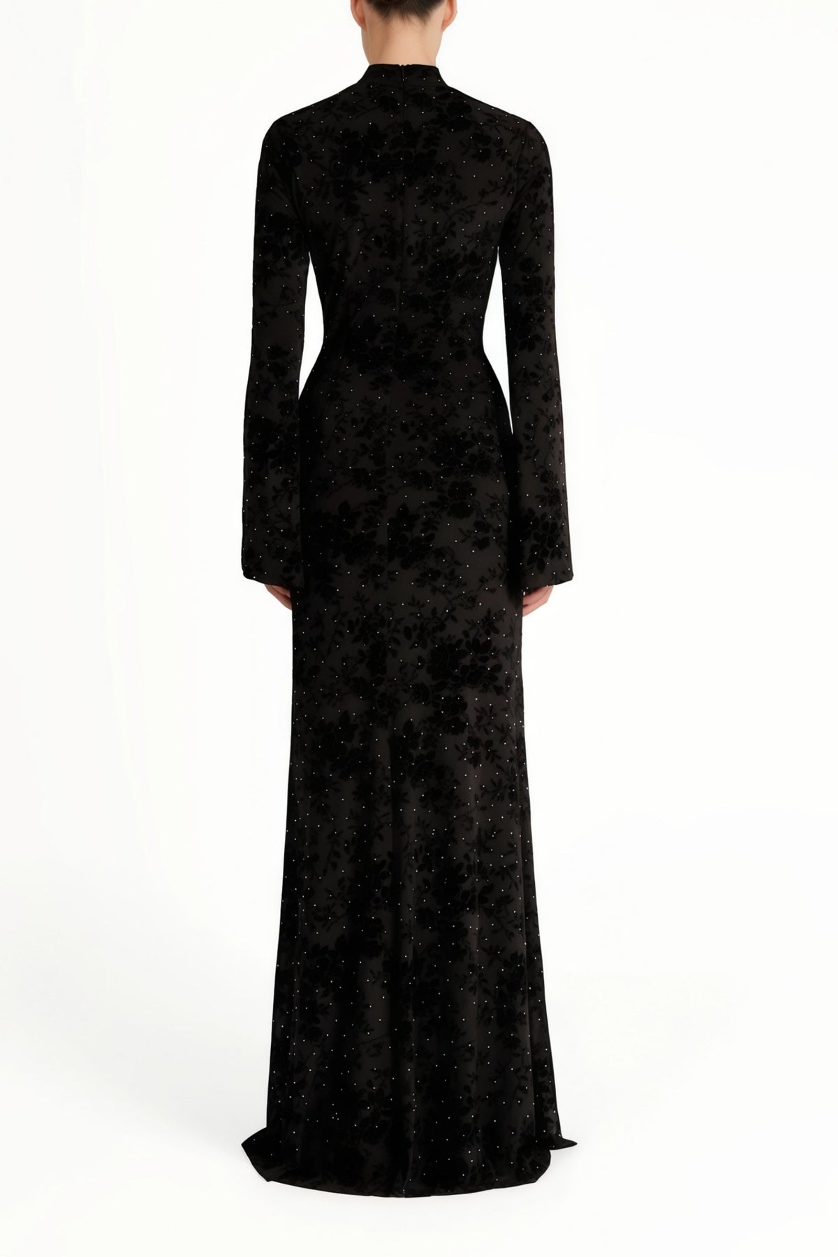 Kgothatso Black Embellished Floral Sheer Maxi Dress (Final Sale-US Only)