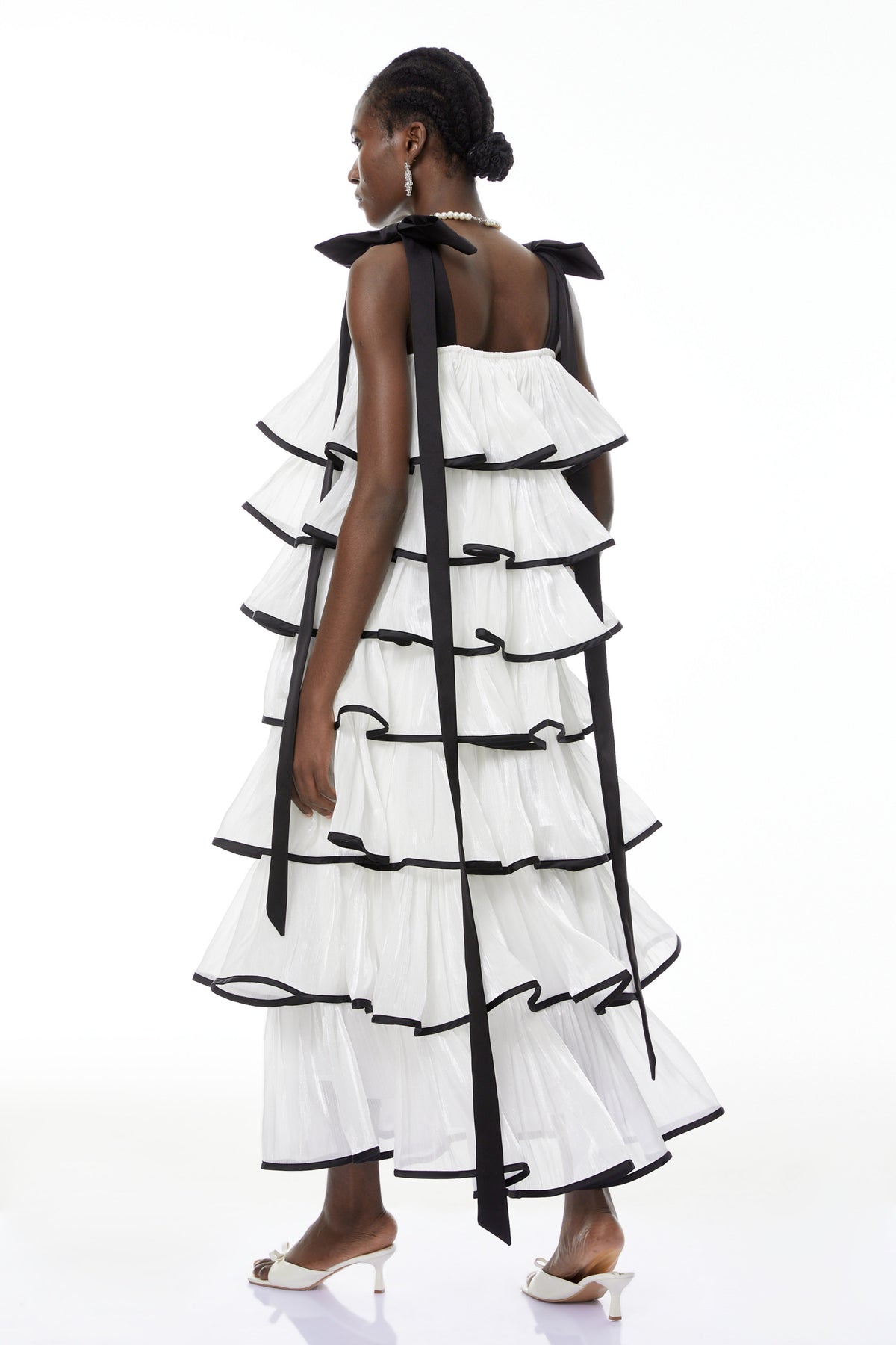 Larissa White Ruffled Maxi Dress with Bows (Final Sale-US Only)