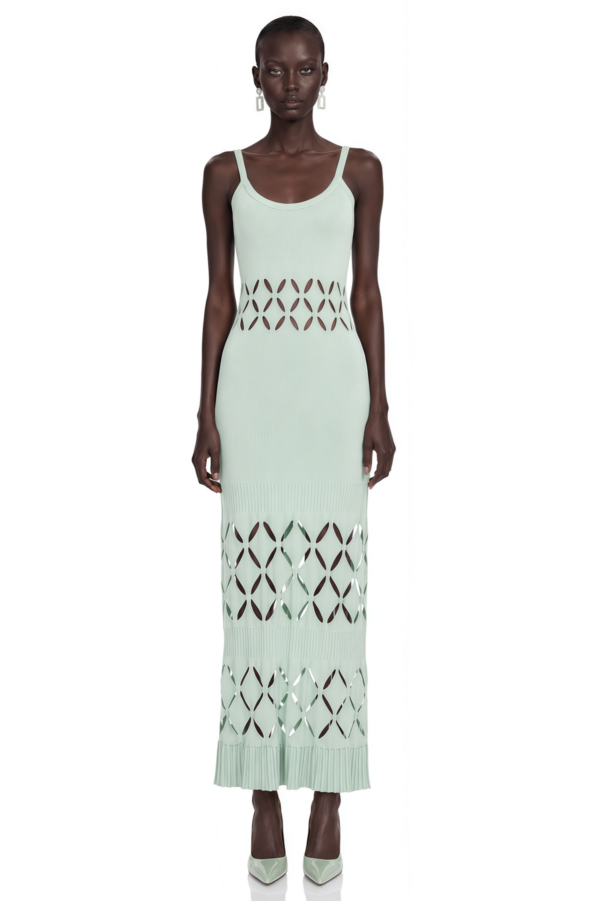 Leonore Green Cut-out Knitted Maxi Dress