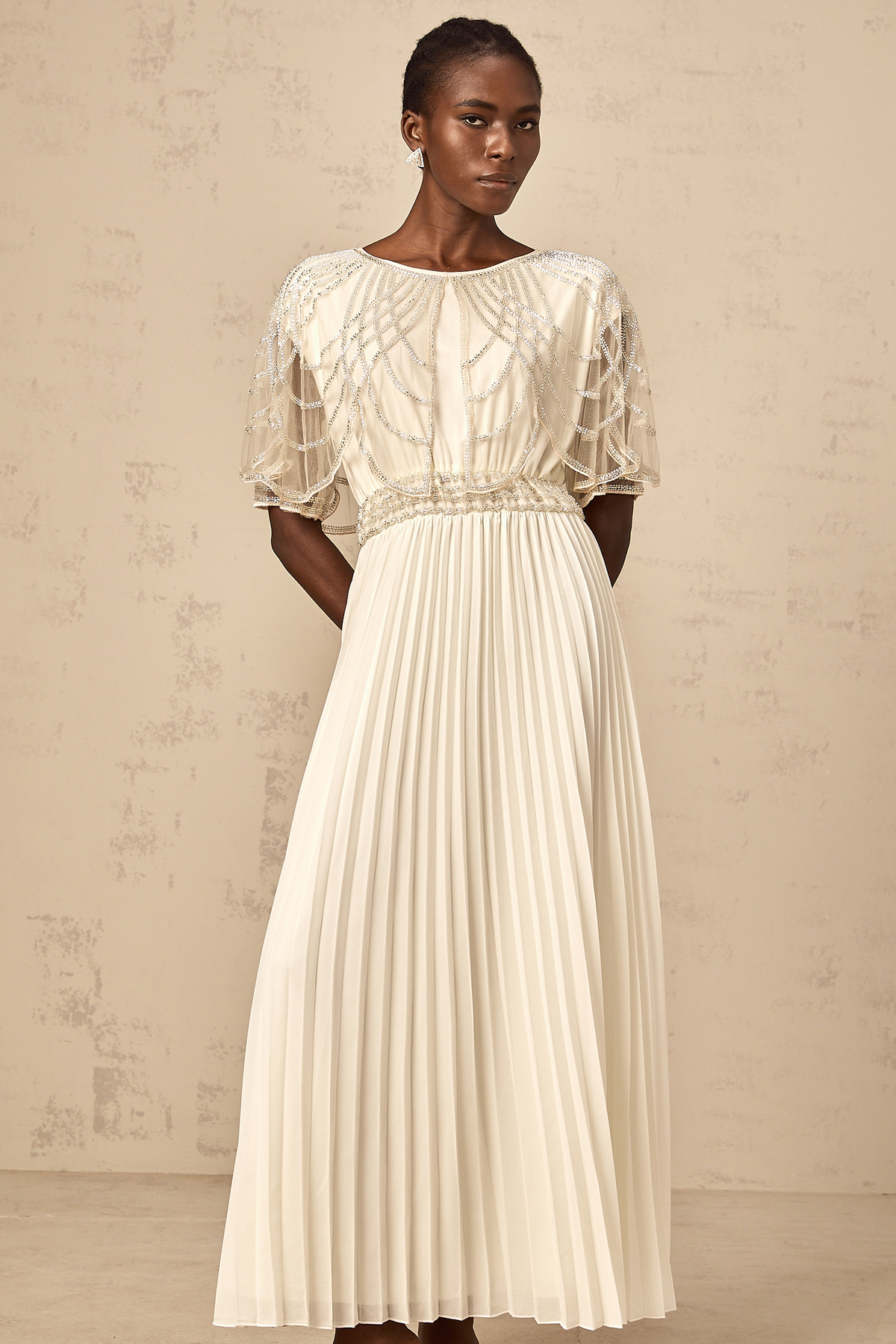Xénia white crystal-embellished pleated maxi dress (Final Sale-US Only)