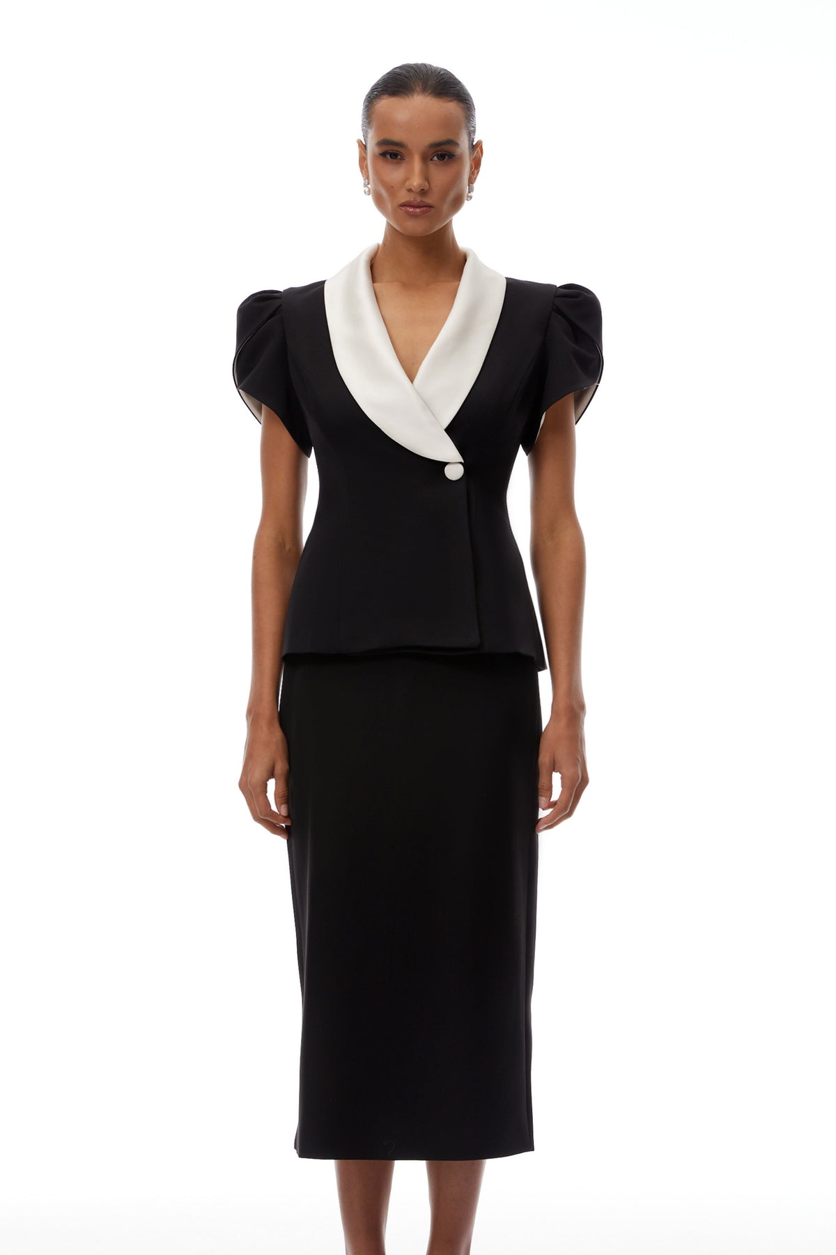 Acharya Color Block Blouse & Pencil Skirt Set