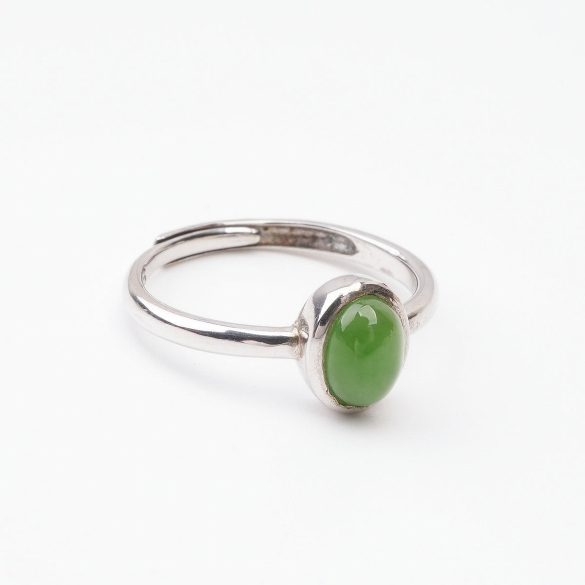 Manon Green Jasper Oval Cabochon Sterling Silver Ring