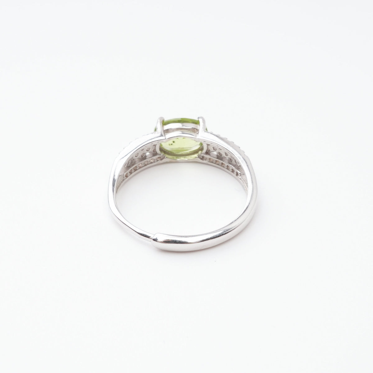Manon Green Peridot Oval Cut Pavé Crystal Sterling Silver Ring