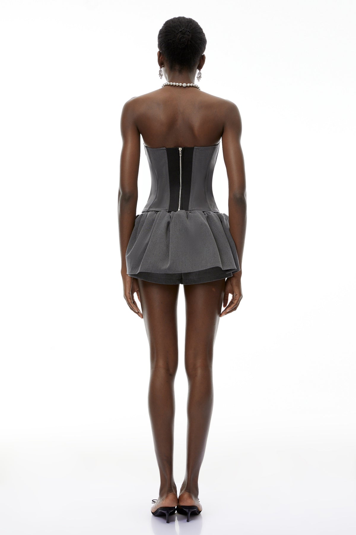 Margaret Grey Sweetheart Neckline Top & Skirt Set