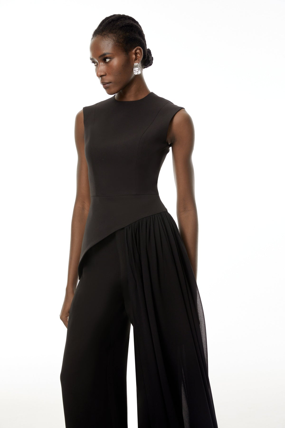 Margaux Black Asymmetrical Top & Trousers Set (Final Sale-US Only)