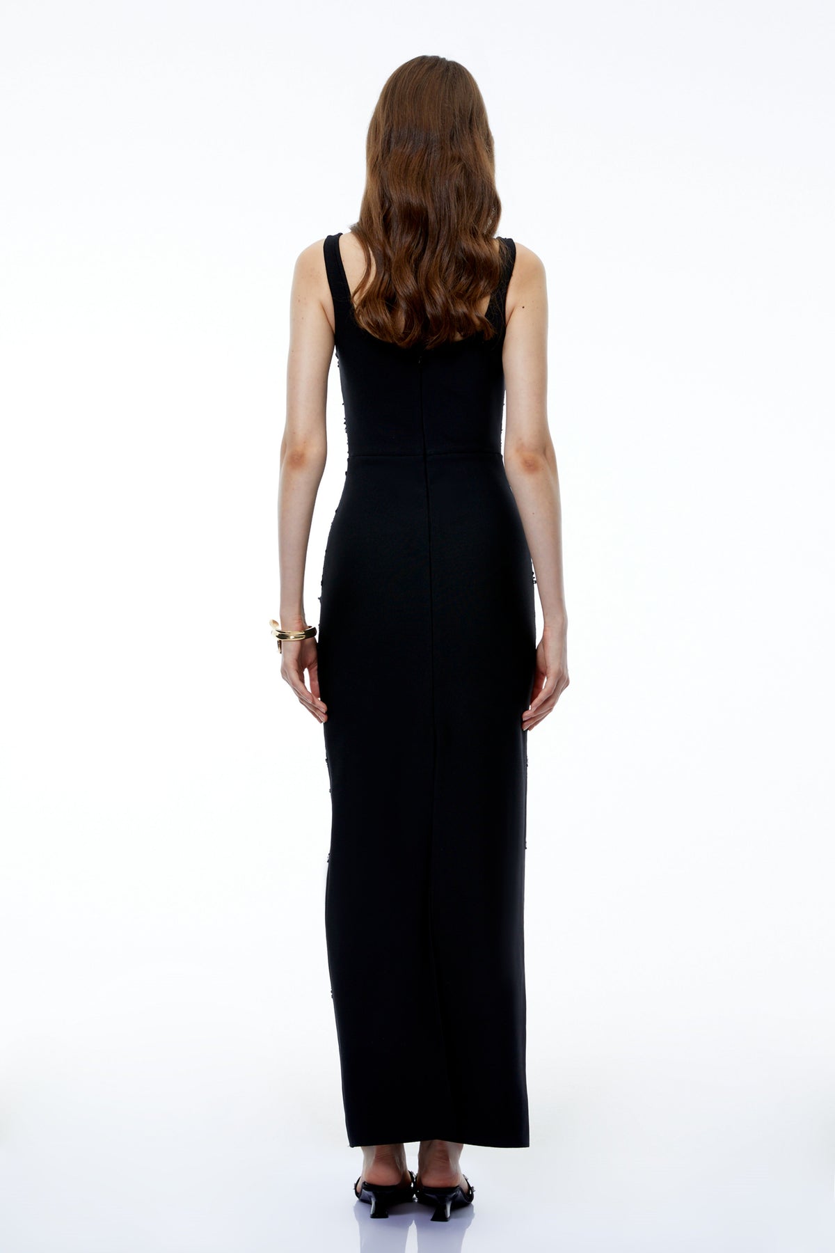 Marino Black Sweetheart Maxi Dress with Cut-Outs