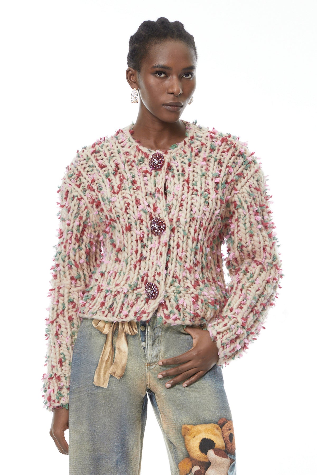 Mélisande Neutral Floral Knit Sweater (Final Sale)
