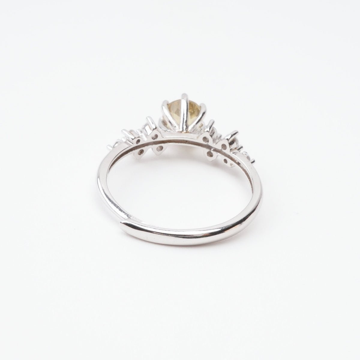 Mireille Olive Green Round Cut Cluster Sterling Silver Ring