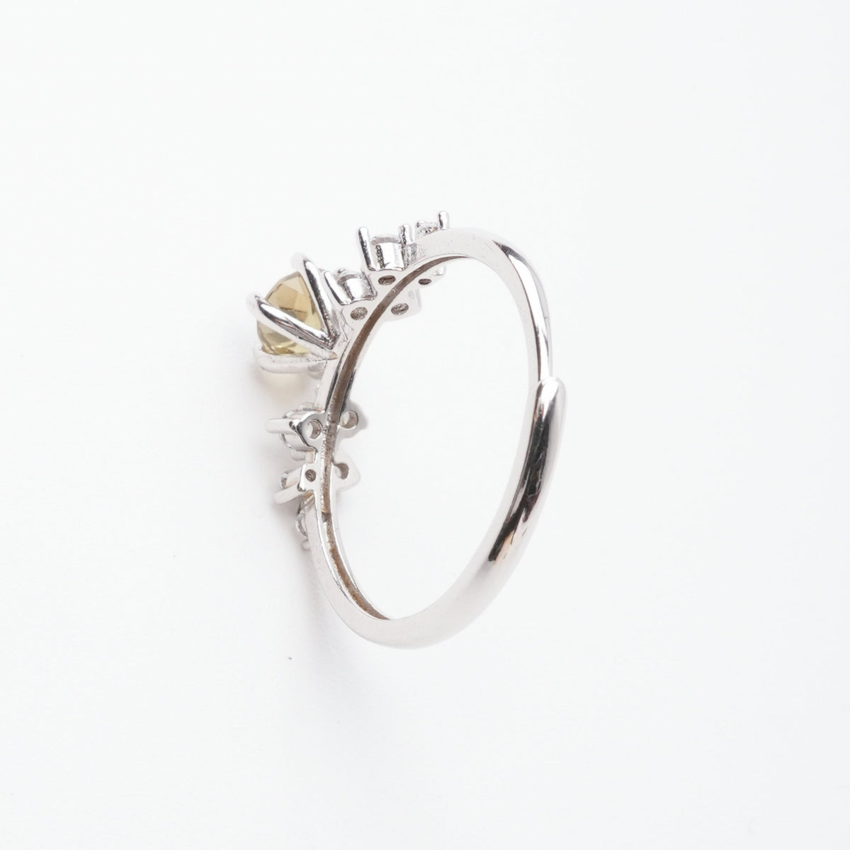 Mireille Olive Green Round Cut Cluster Sterling Silver Ring