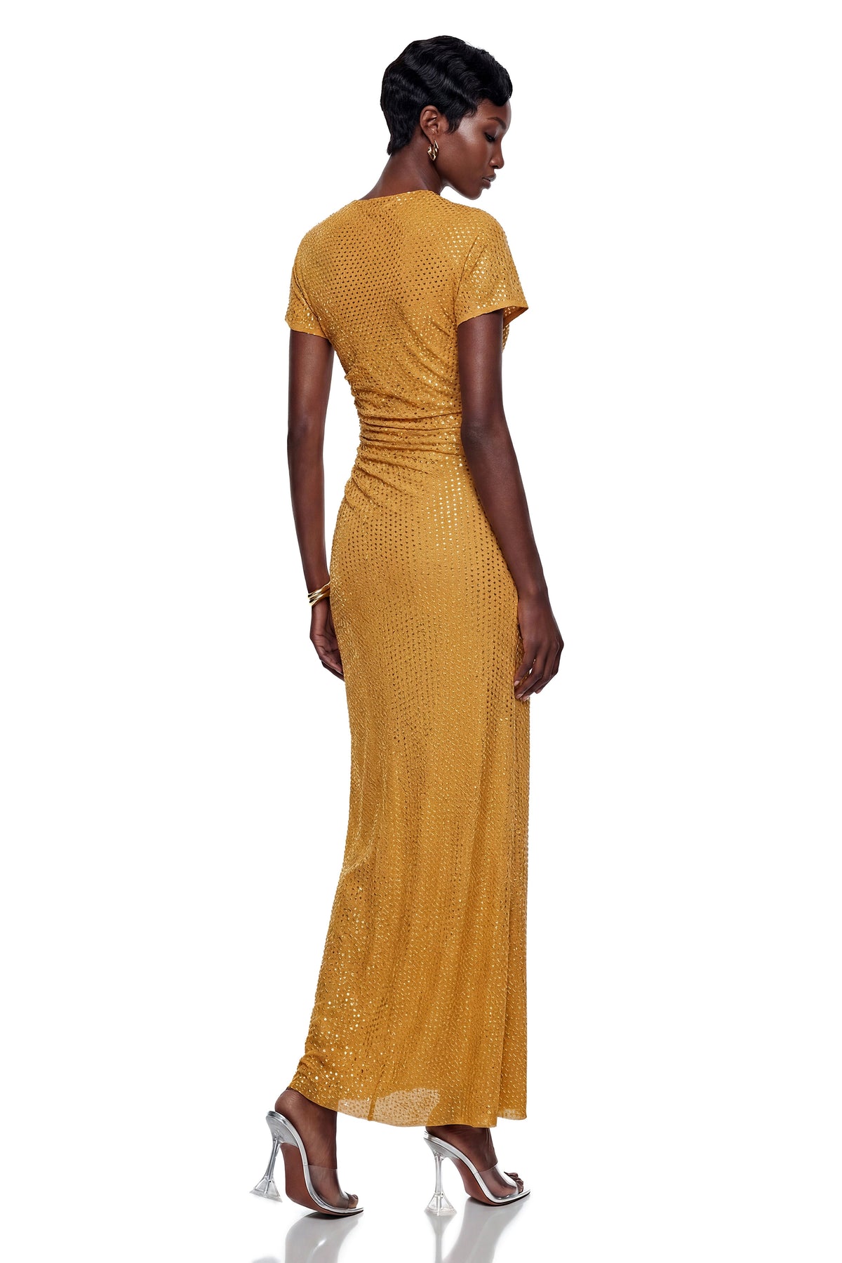 Nerella Gold Asymmetrical Embellished Maxi Dress