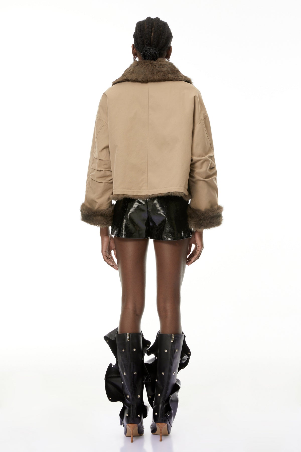 Nevaeh Khaki Fur Trim Coat